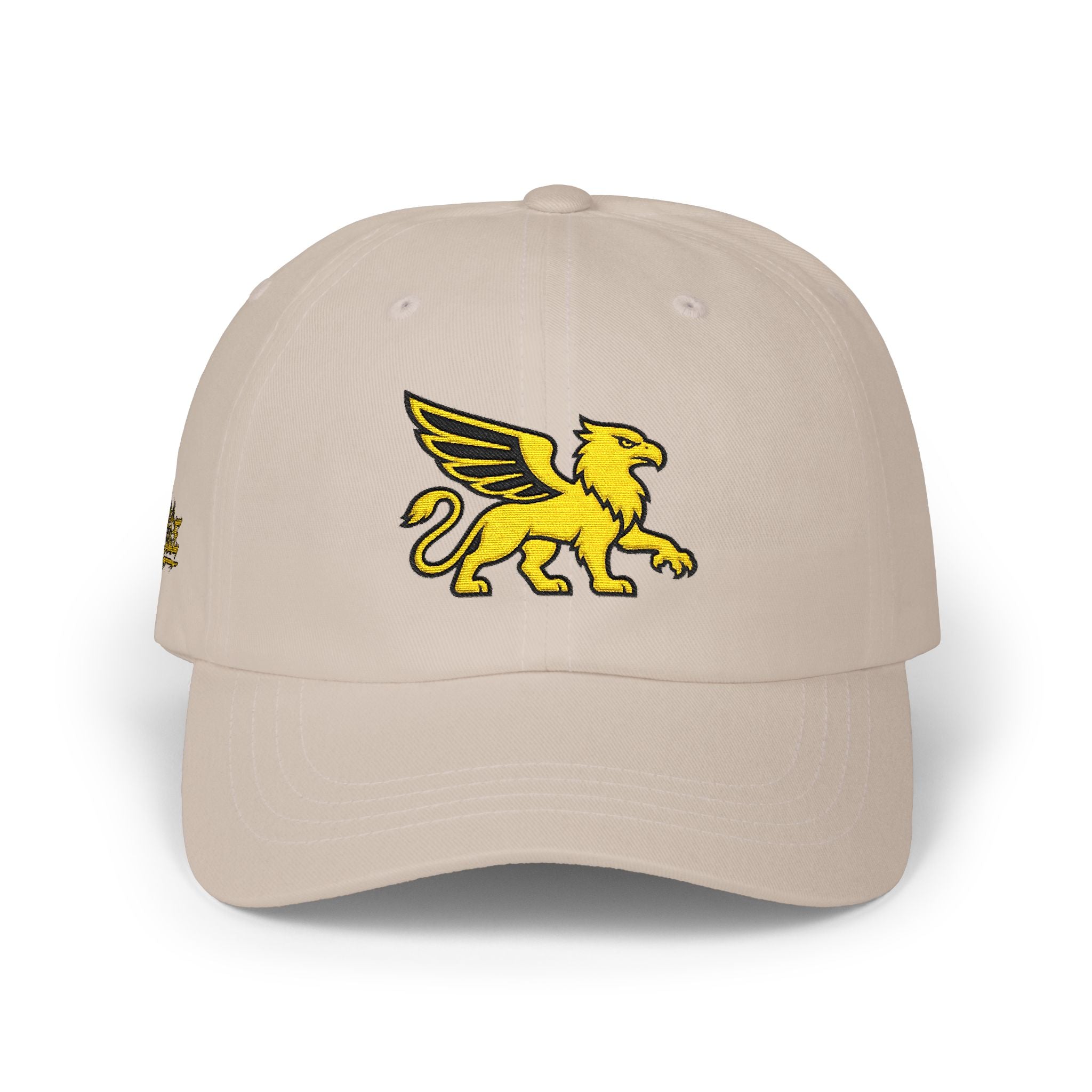 Golden Griffin Embroidered Cap | White Classic Dad Cap