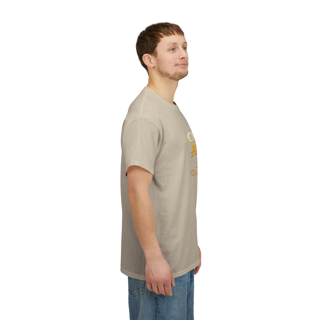 Critically Awesome Dad T‑Shirt – Gold D20 Gaming Father Tee (Father’s Day, Gamer Dad Gift)