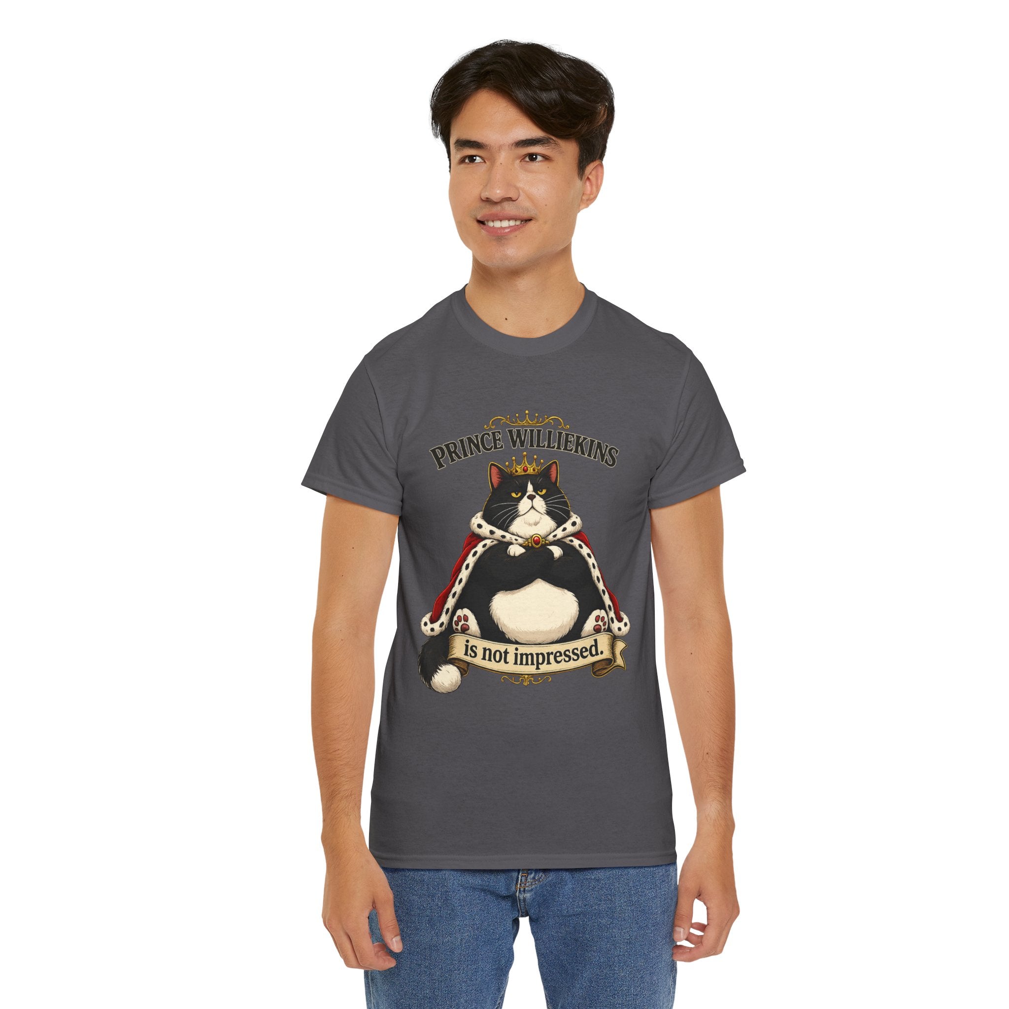 Cat T-Shirt — “Prince Williekins Is Not Impressed” Royal Cat Graphic Tee