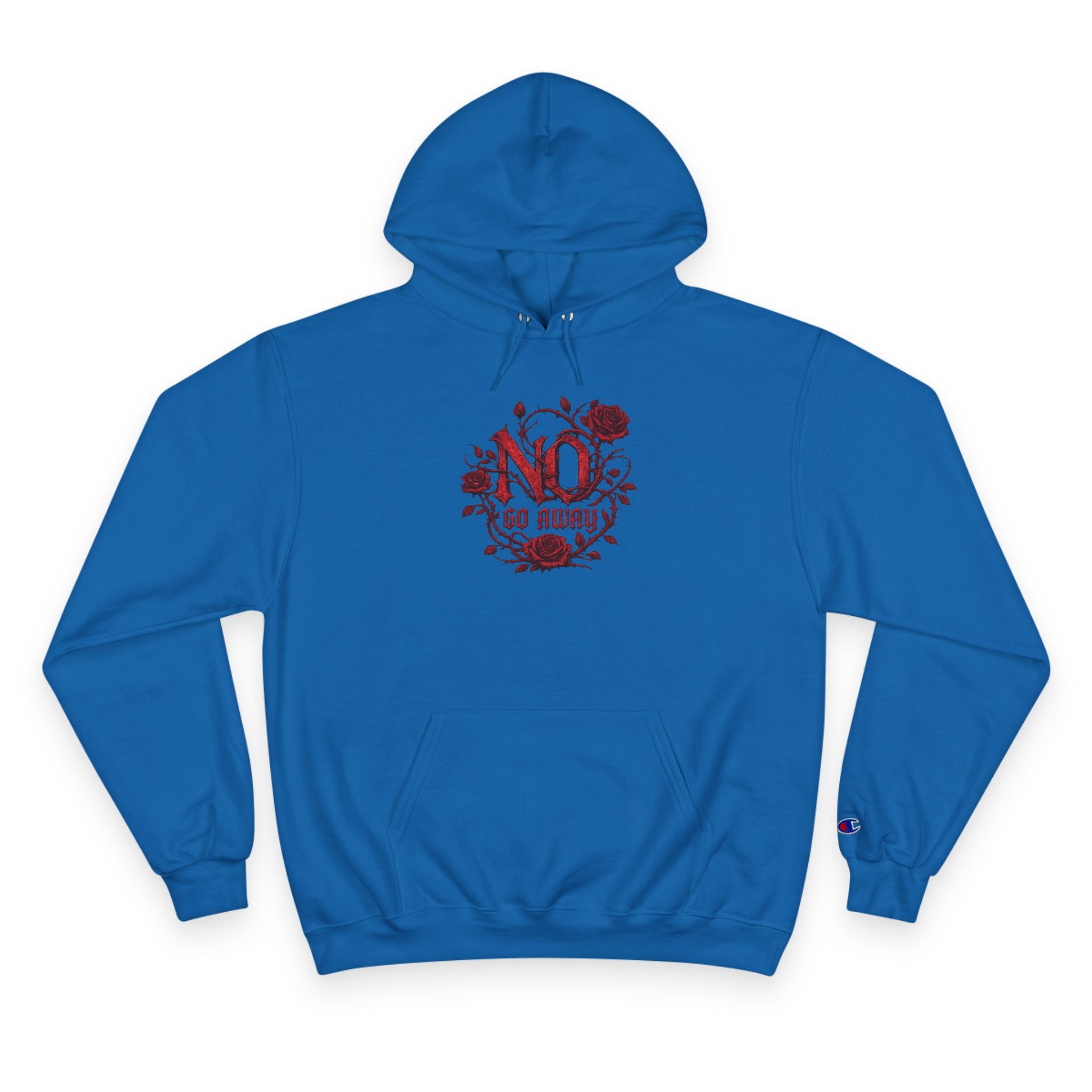 Gothic Go Away Champion Hoodie | Dark Floral Hoodie | Alternative Streetwear | Emo Goth Hoodie