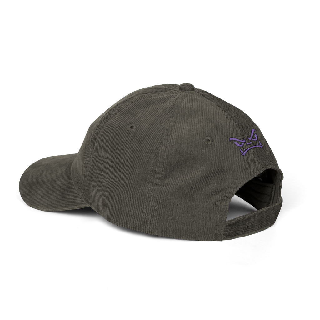 Vintage Corduroy Baseball Cap — Embroidered Purple Dino Skull