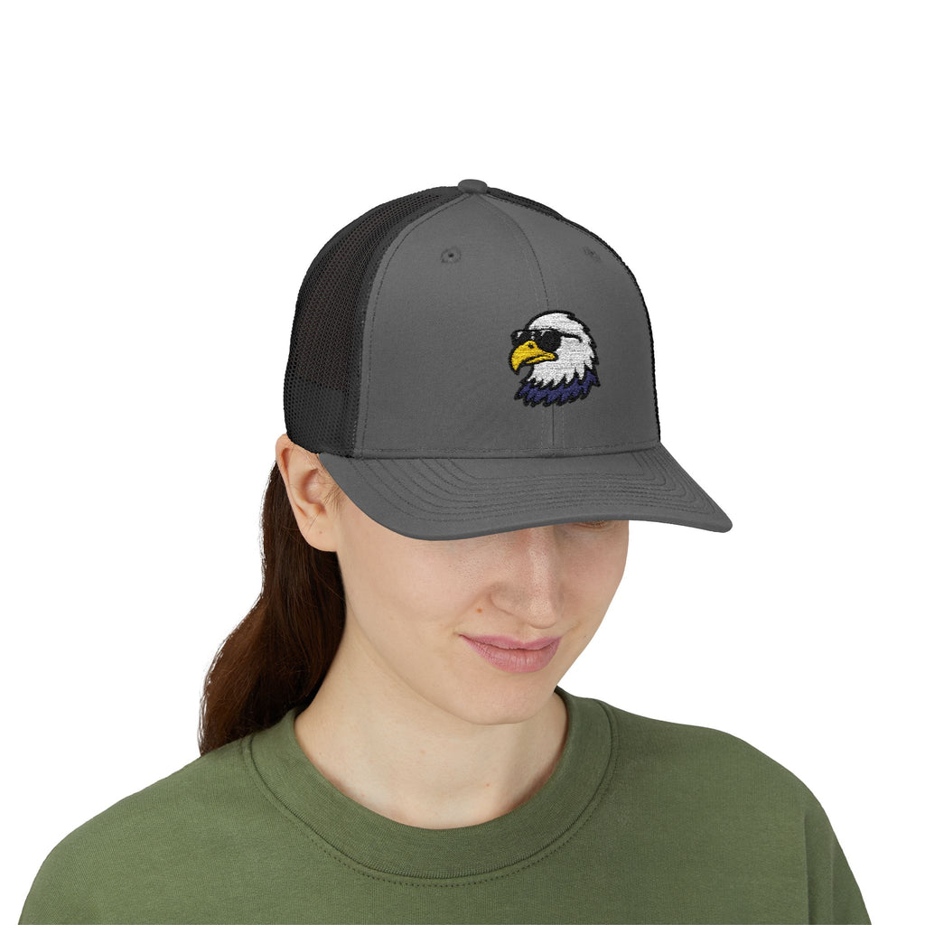 Eagle Head Embroidered Snapback Trucker Cap — Patriotic Mesh Baseball Hat