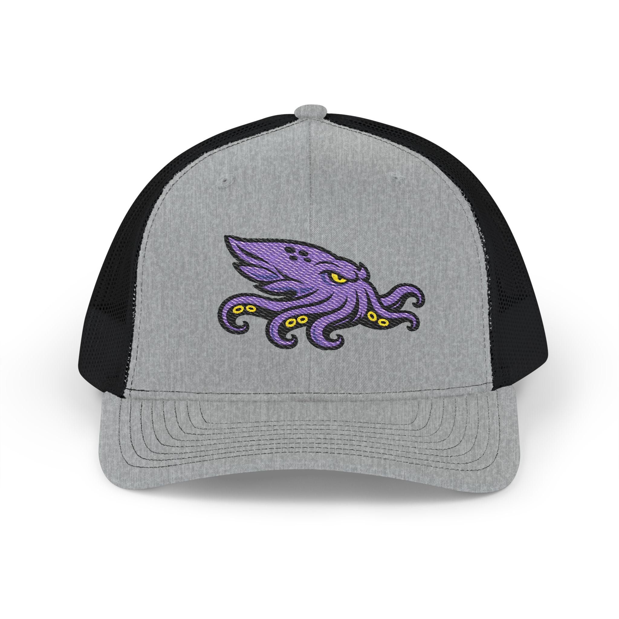 Purple Kraken Embroidered Snapback Trucker Cap | Nautical Sea Creature /Kraken