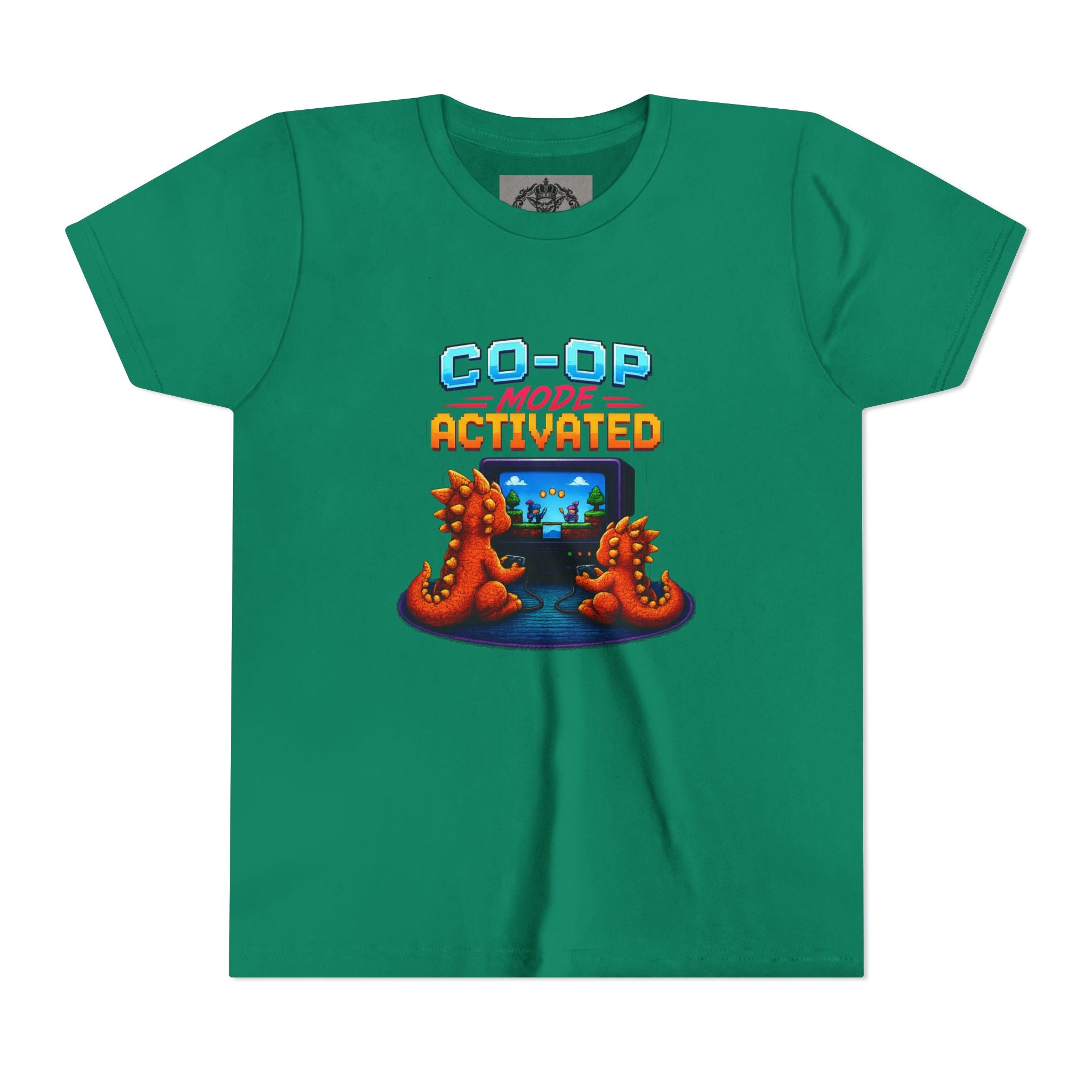 Co-Op Mode Activated Youth Tee | Gaming Dinosaur Kids Shirt | Retro Gamer Youth Shirt