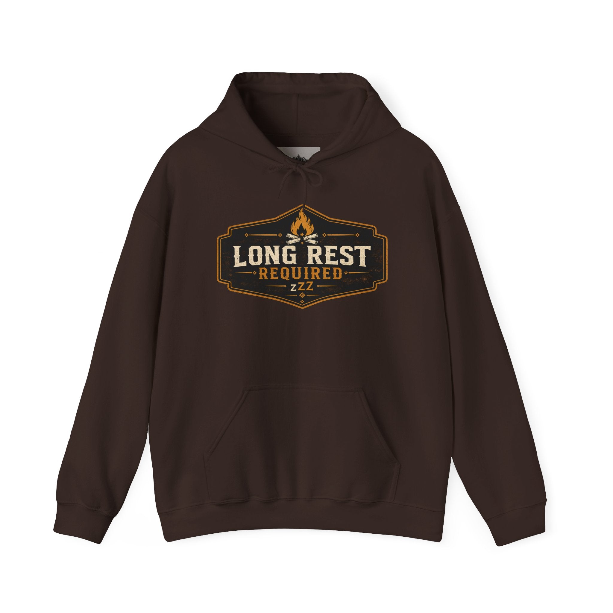 Long Rest Required Hoodie — Camping Campfire Graphic Pullover