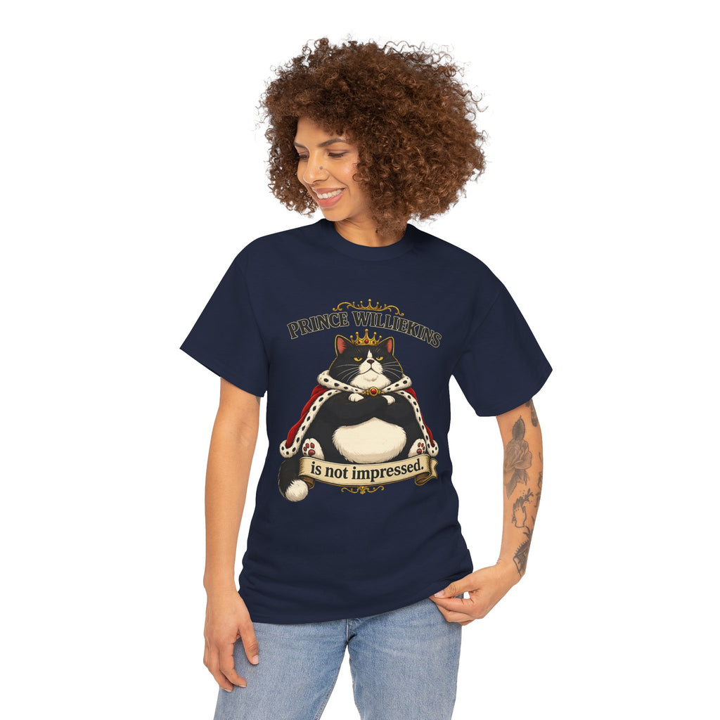 Cat T-Shirt — “Prince Williekins Is Not Impressed” Royal Cat Graphic Tee