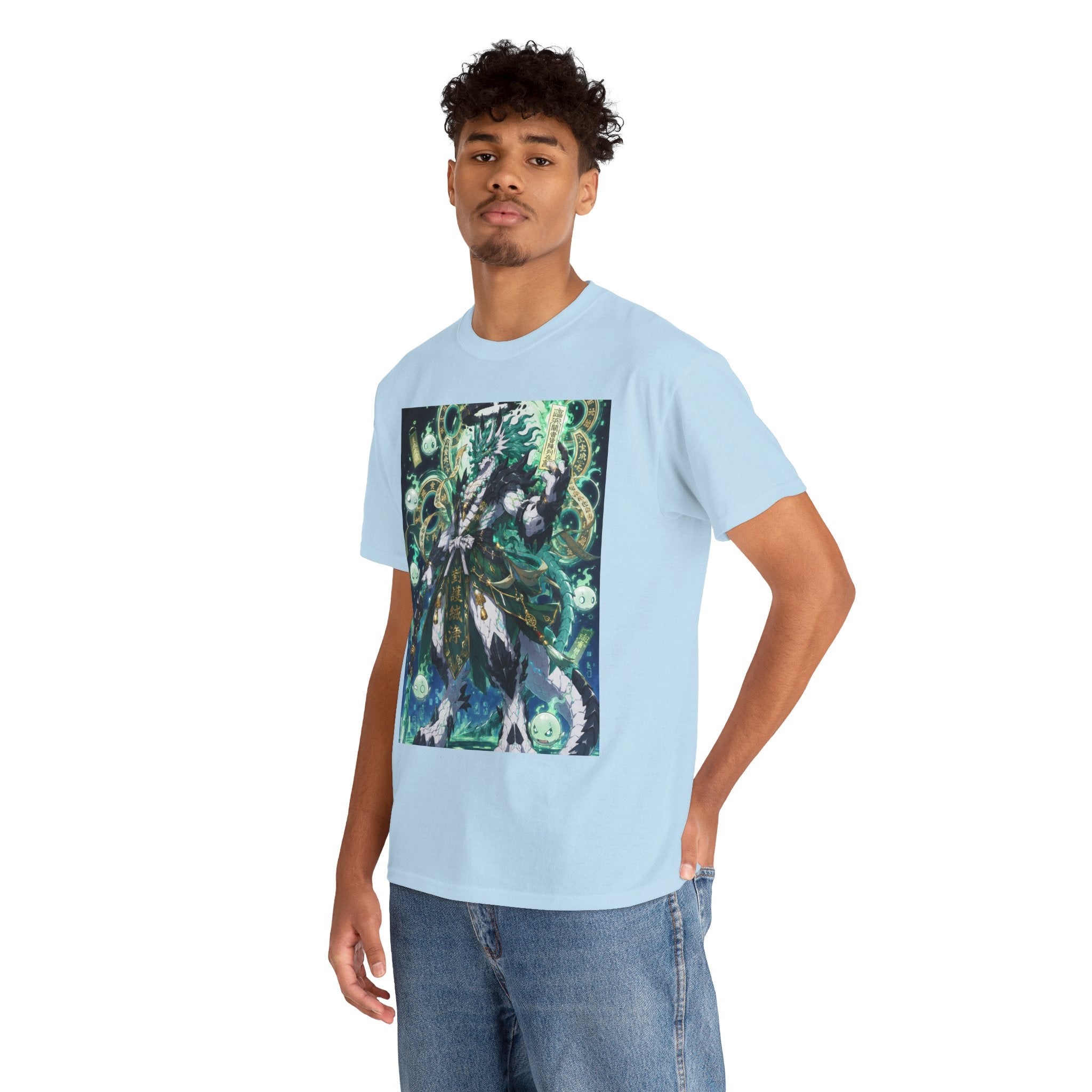 Mystic Forest Sorcerer T-Shirt | Fantasy Mage Illustration, Green Aura