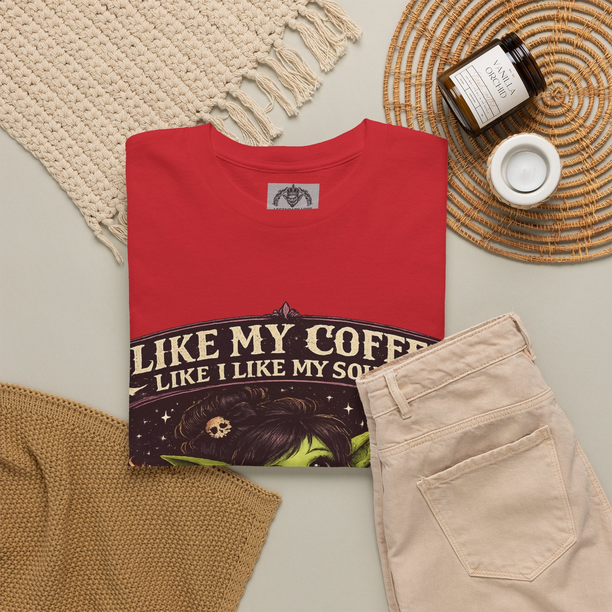 Like My Coffee Tee — "Like My Coffee Like I Like My Souls: Dark and Consumed Daily" Gothic Graphic T-Shirt