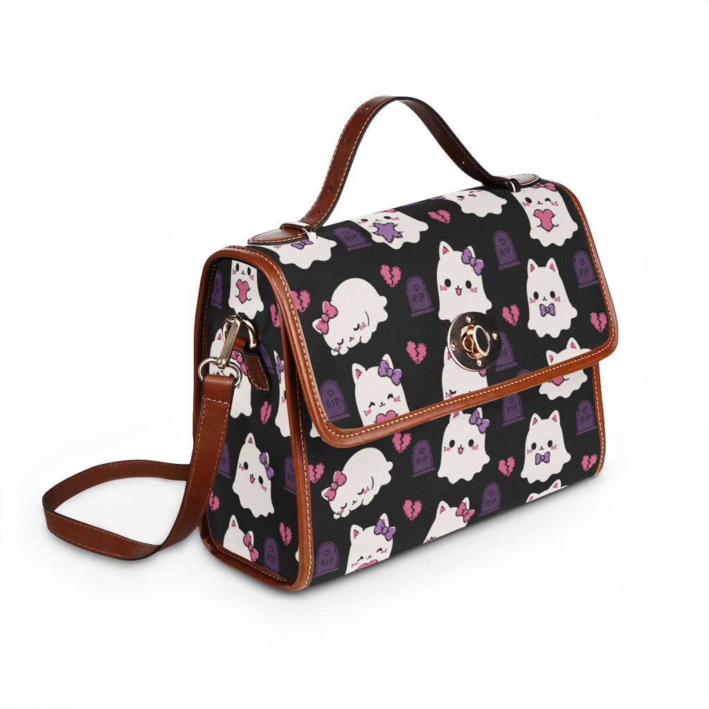 Kawaii Ghost Cats Waterproof Canvas Bag | Halloween Cat Pattern Tote