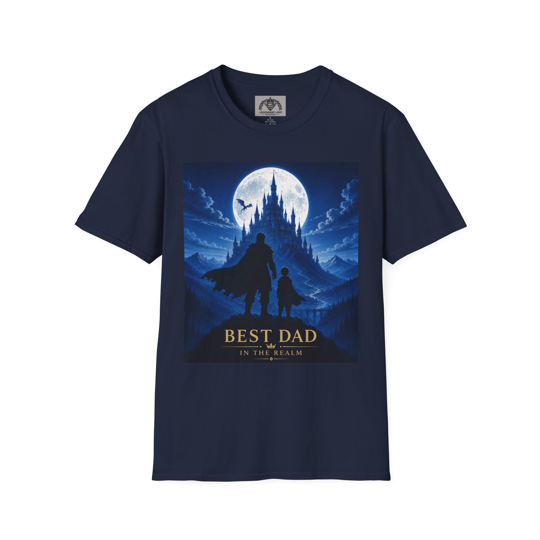 Best Dad Fantasy Castle T-Shirt | Father and Child Silhouette, Moonlit Adventure
