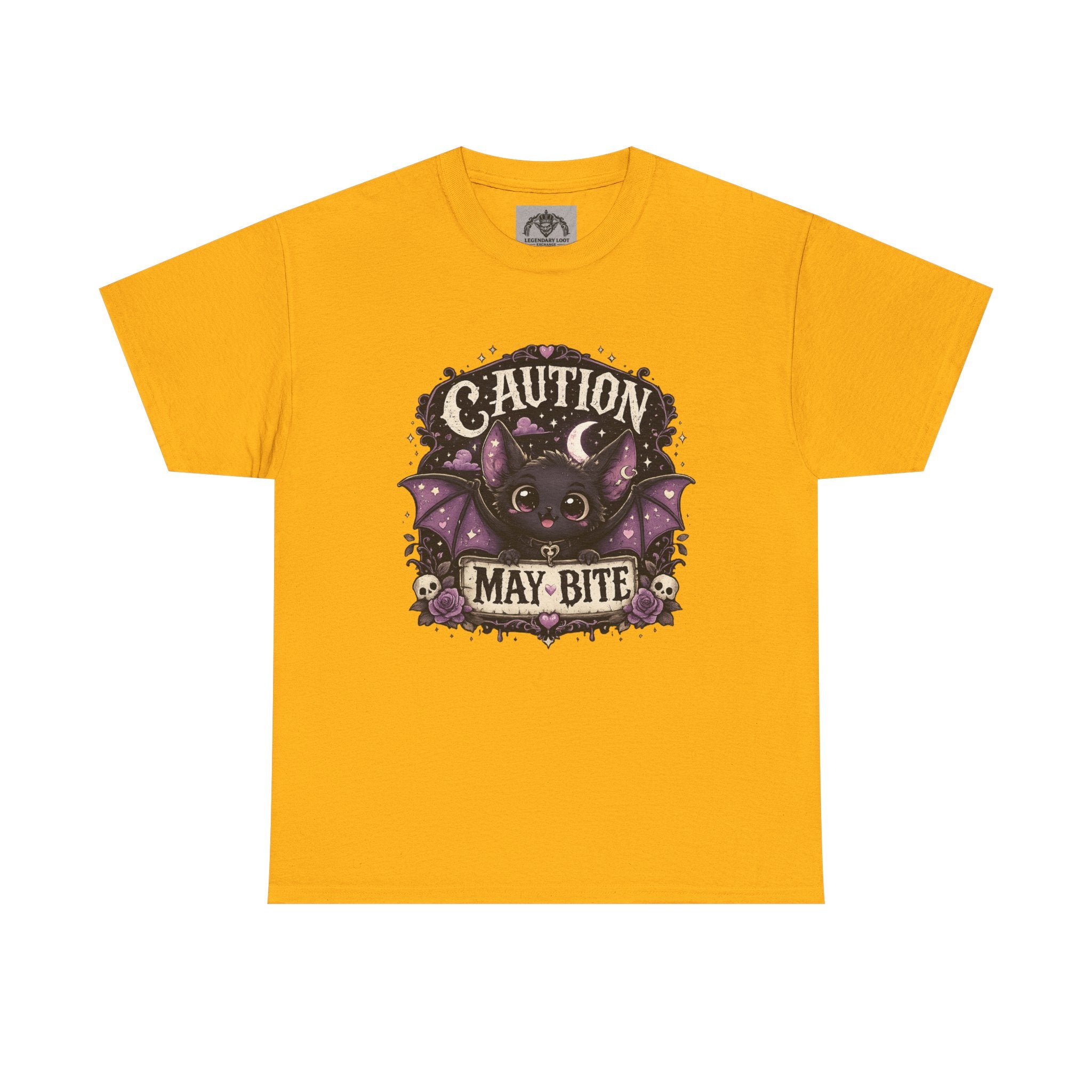 Caution May Bite Bat T-Shirt — Cute Gothic Halloween Tee