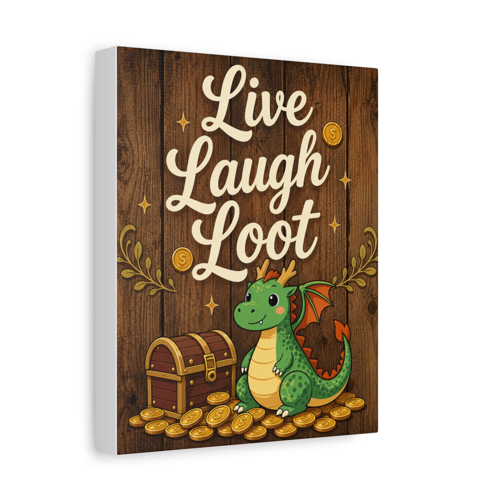 Live Laugh Loot Dragon Canvas