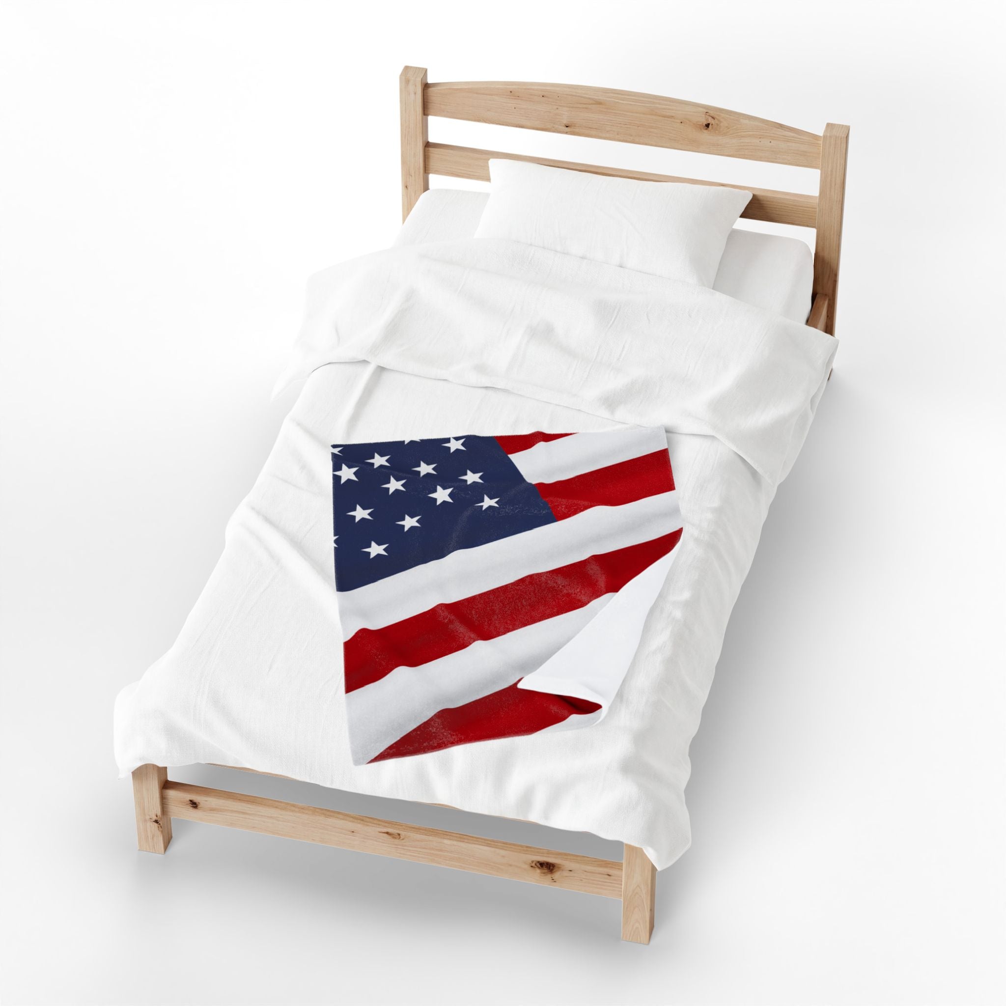 American Flag Velveteen Plush Blanket | USA Stars Stripes Throw