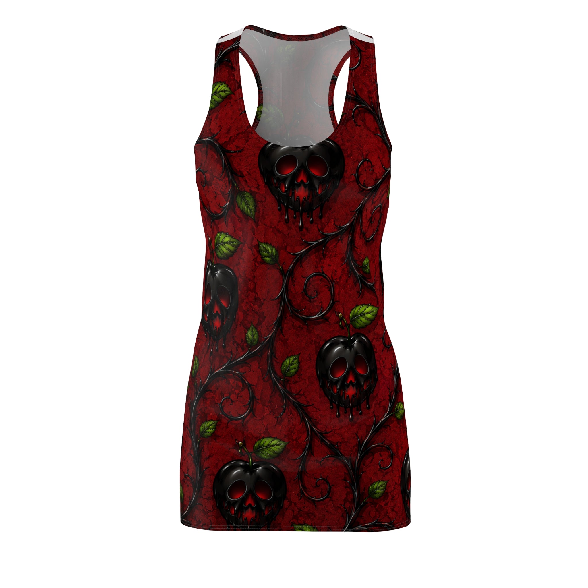 Poison Apple Skull Pattern Racerback Dress | Dark Gothic Floral