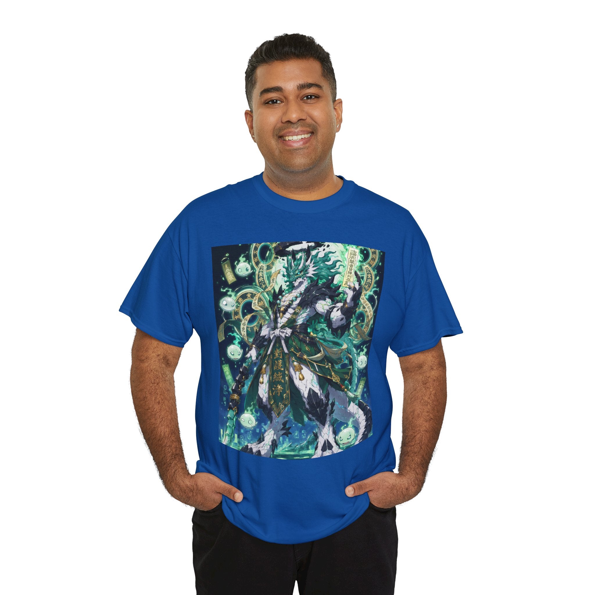 Mystic Forest Sorcerer T-Shirt | Fantasy Mage Illustration, Green Aura