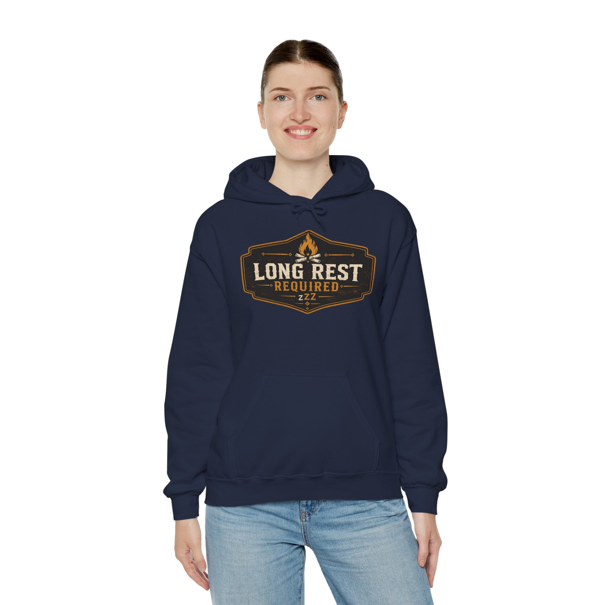 Long Rest Required Hoodie — Camping Campfire Graphic Pullover