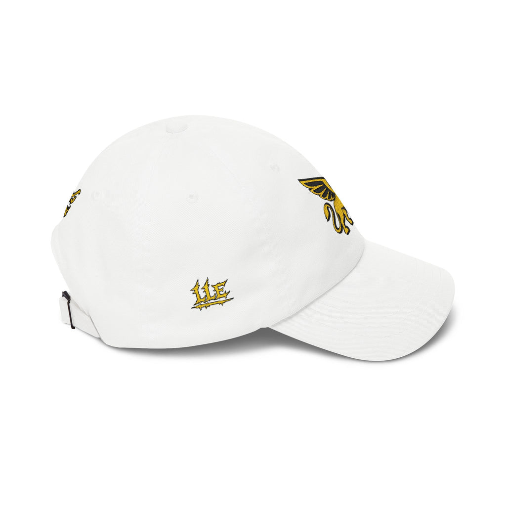 Golden Griffin Embroidered Cap | White Classic Dad Cap
