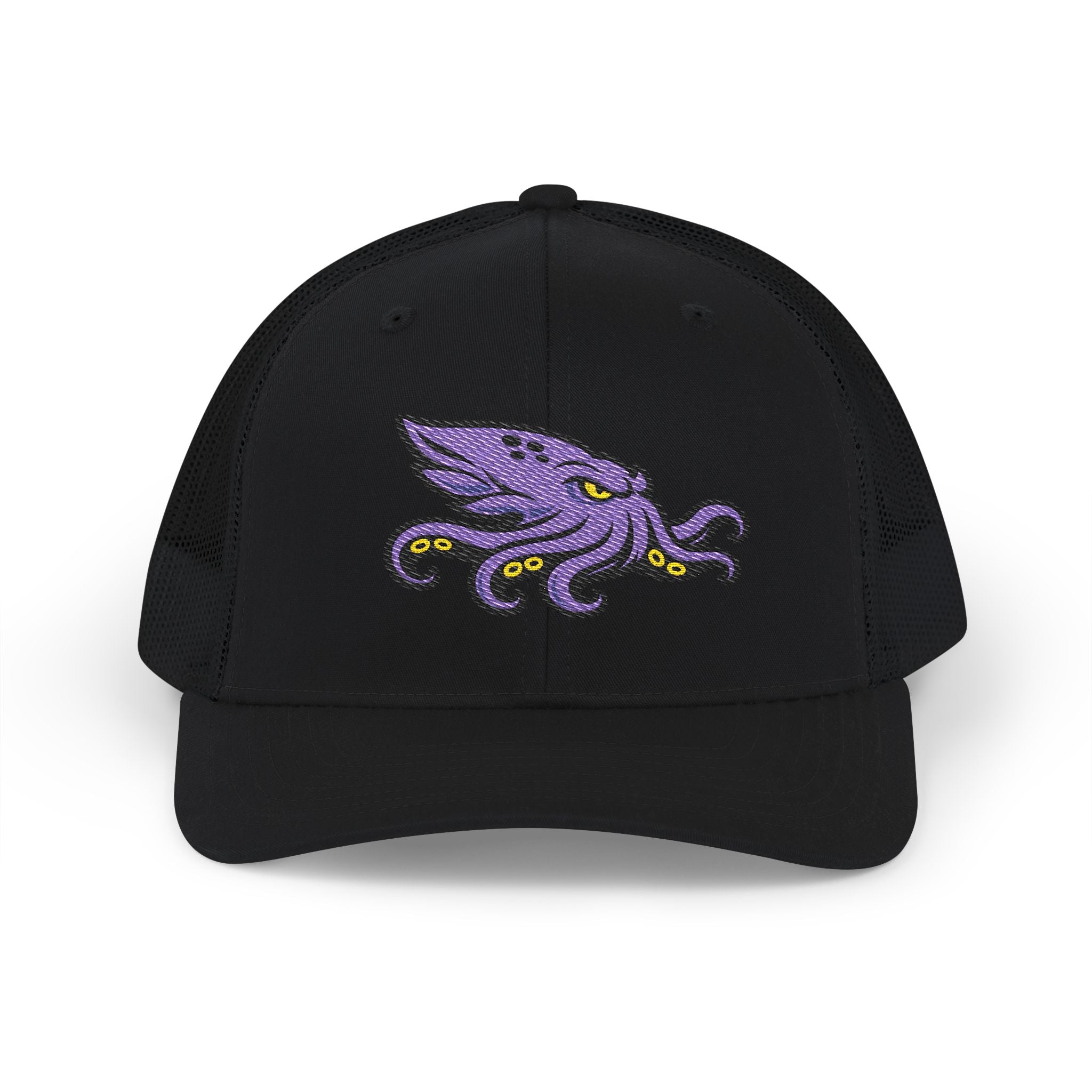Purple Kraken Embroidered Snapback Trucker Cap | Nautical Sea Creature /Kraken
