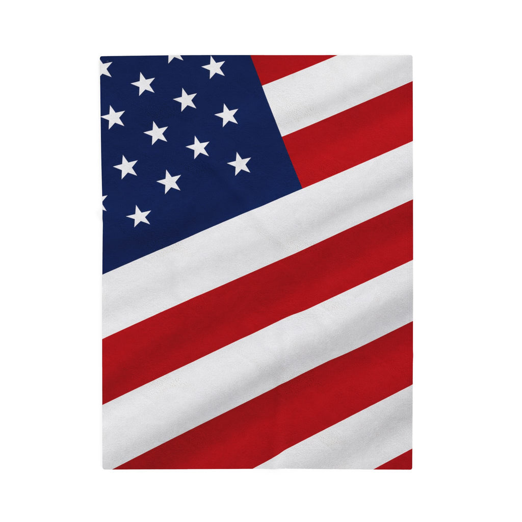 American Flag Velveteen Plush Blanket | USA Stars Stripes Throw