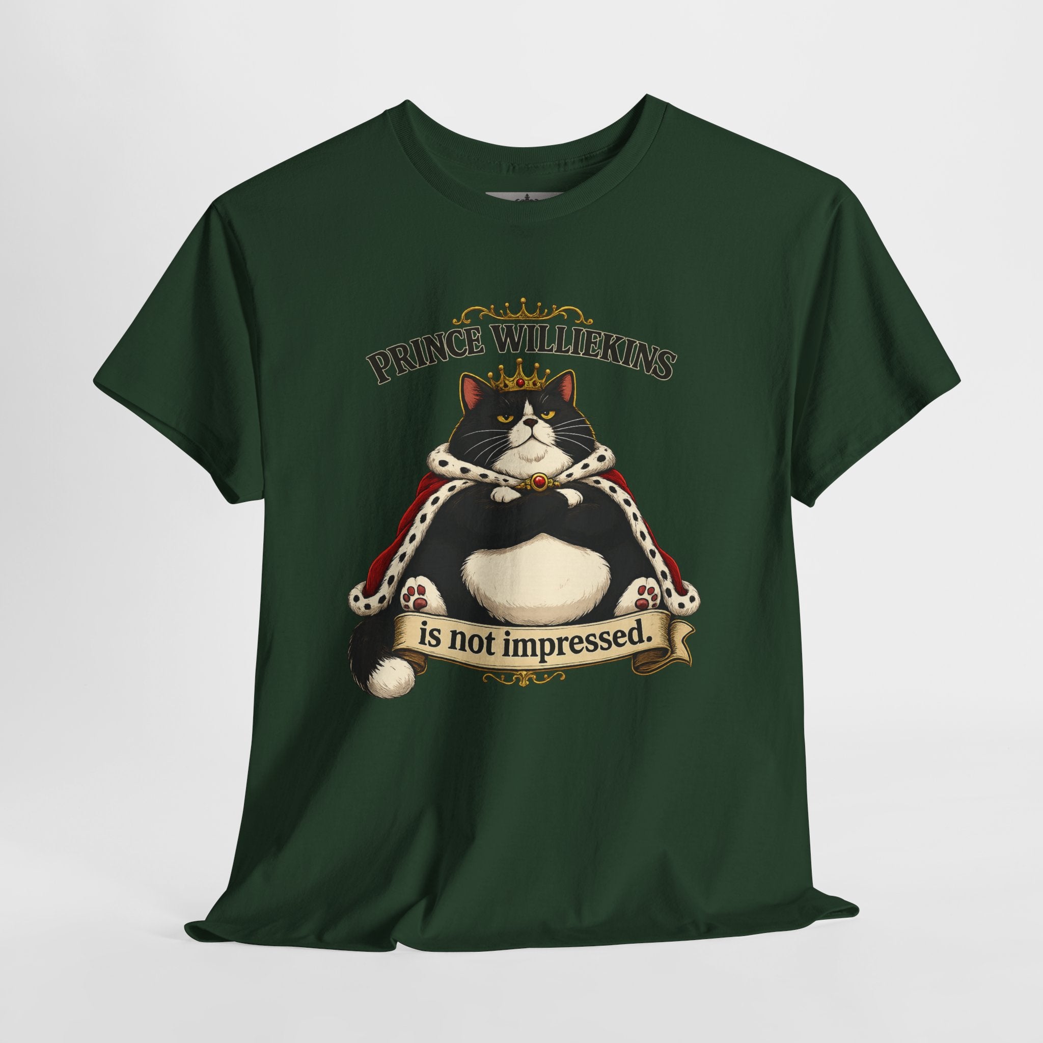 Cat T-Shirt — “Prince Williekins Is Not Impressed” Royal Cat Graphic Tee
