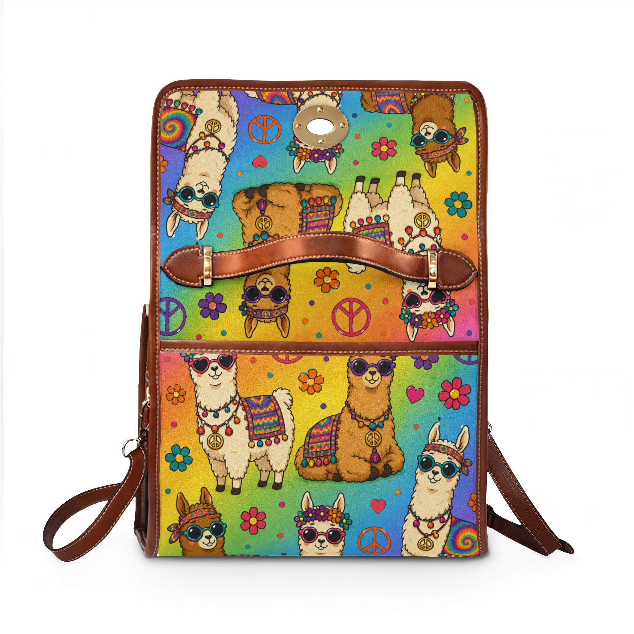 Colorful Psychedelic Llama Pattern Waterproof Canvas Bag
