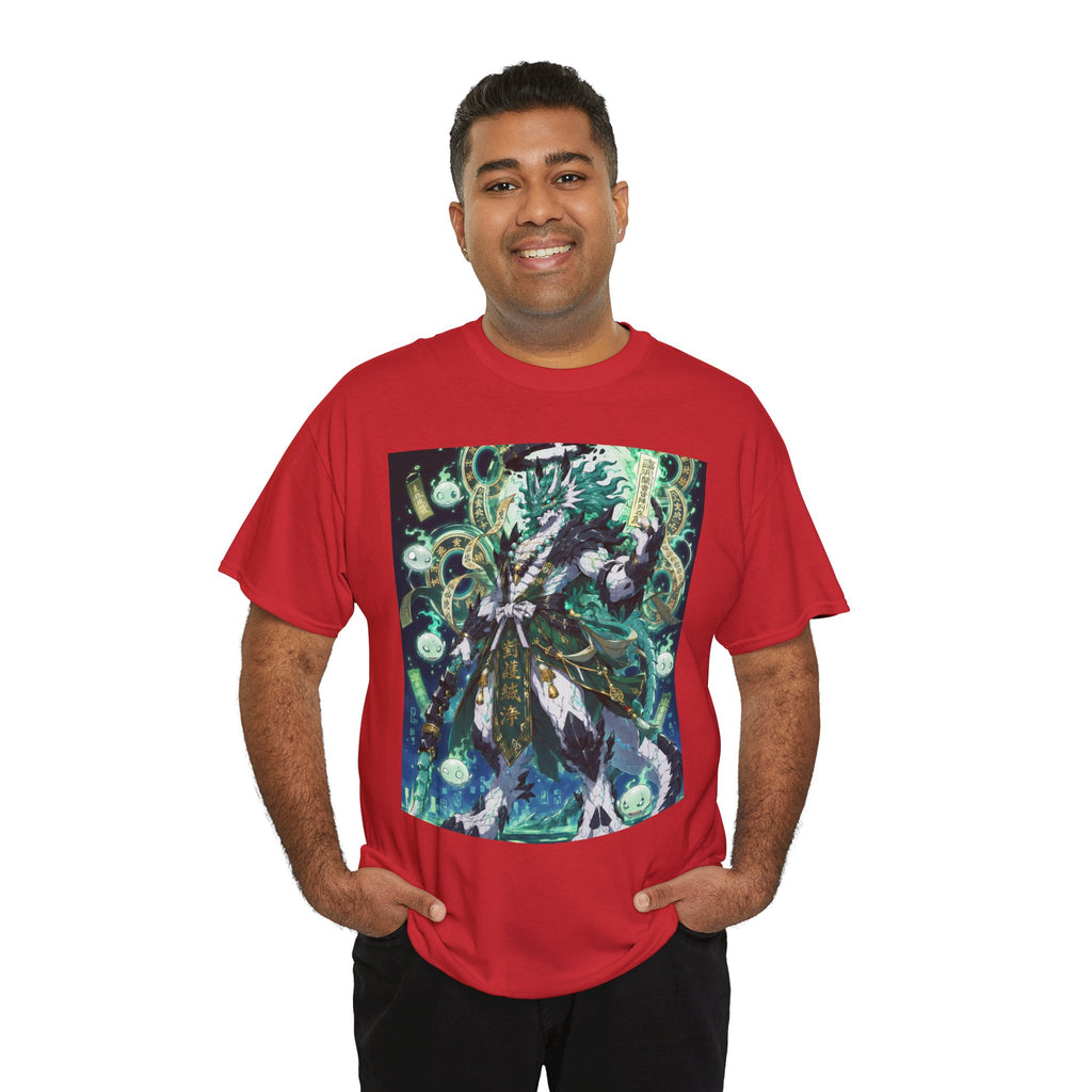 Mystic Forest Sorcerer T-Shirt | Fantasy Mage Illustration, Green Aura