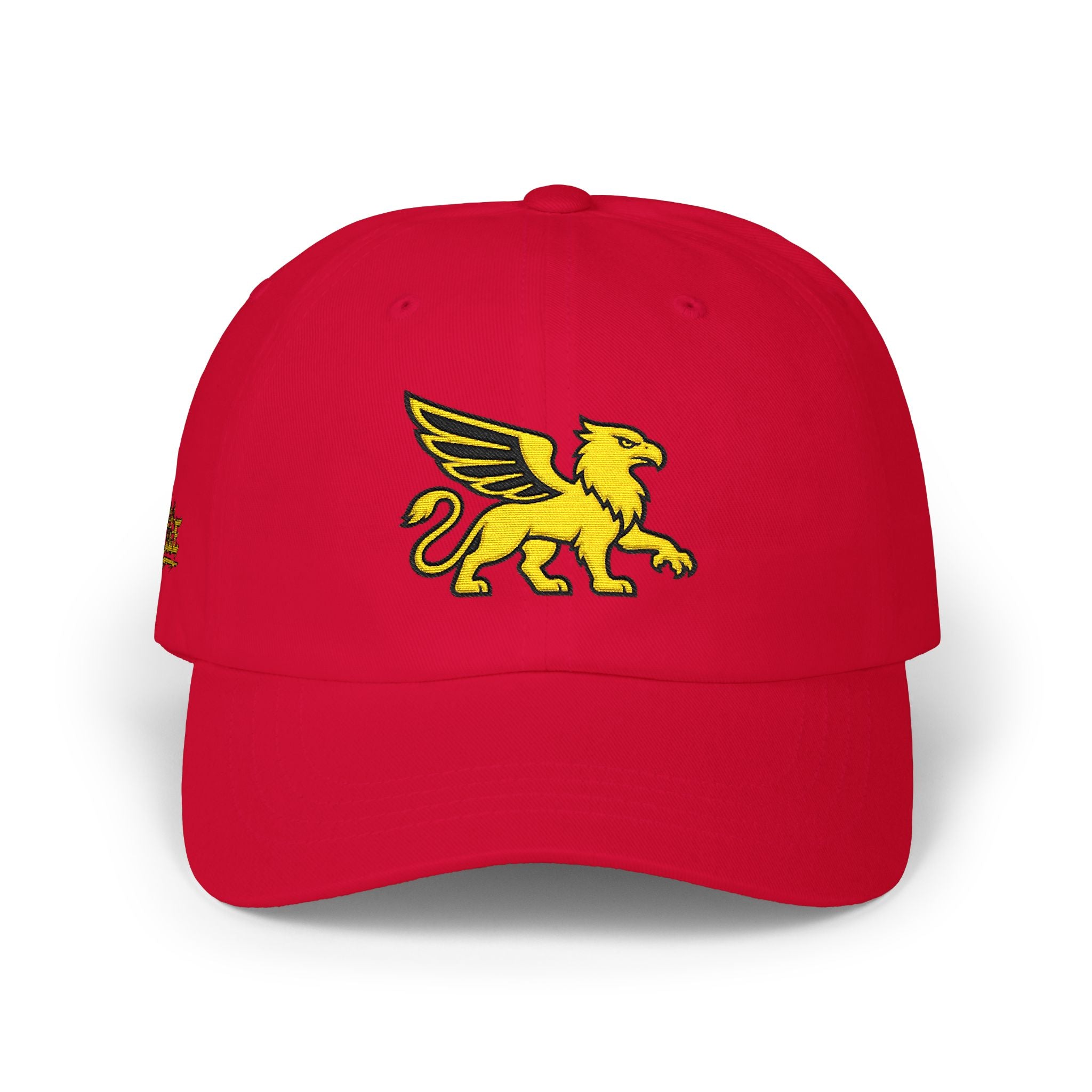 Golden Griffin Embroidered Cap | White Classic Dad Cap