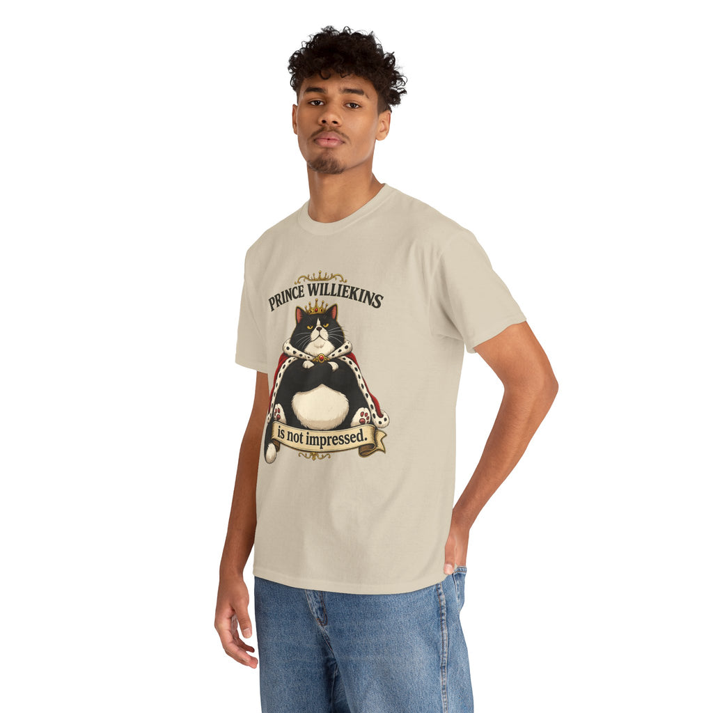 Cat T-Shirt — “Prince Williekins Is Not Impressed” Royal Cat Graphic Tee