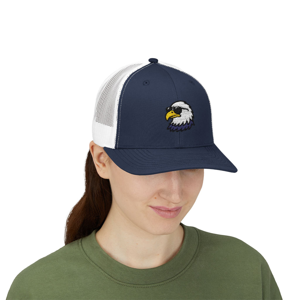 Eagle Head Embroidered Snapback Trucker Cap — Patriotic Mesh Baseball Hat