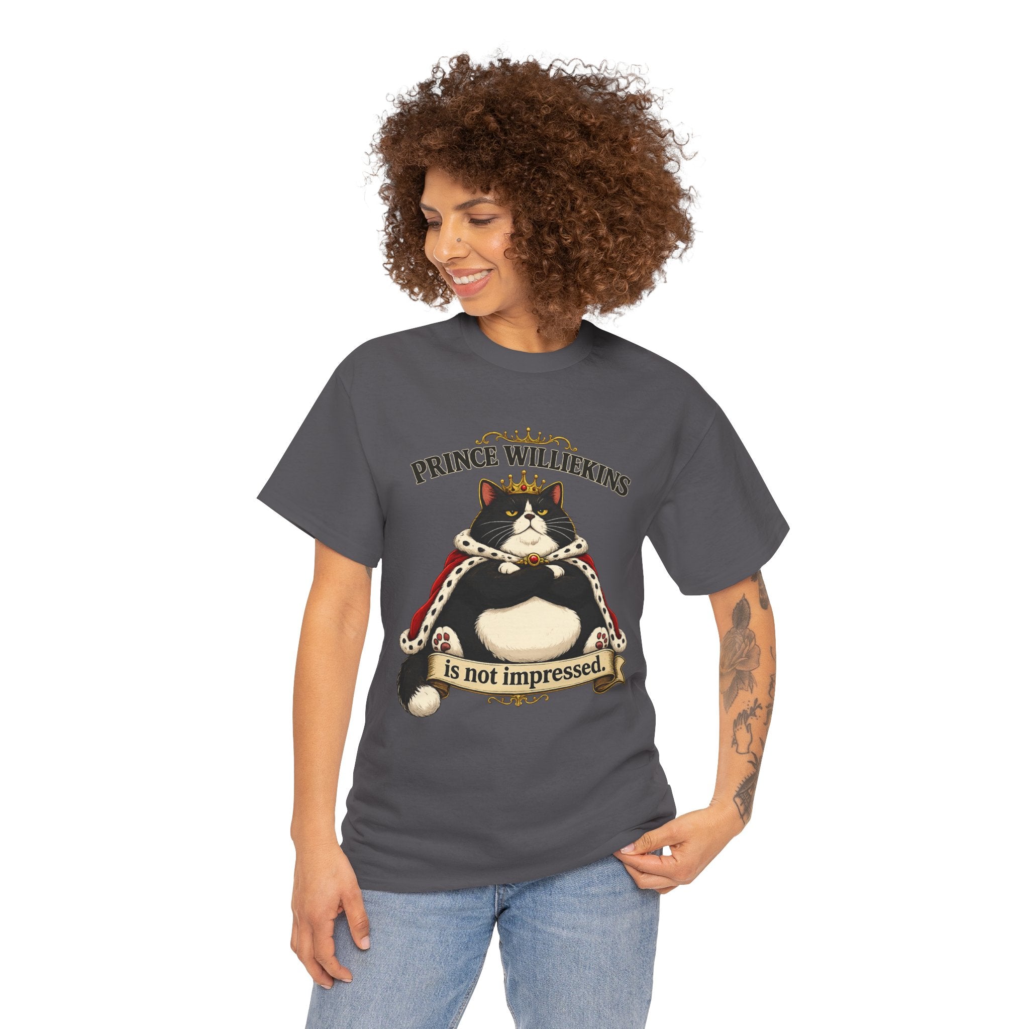 Cat T-Shirt — “Prince Williekins Is Not Impressed” Royal Cat Graphic Tee