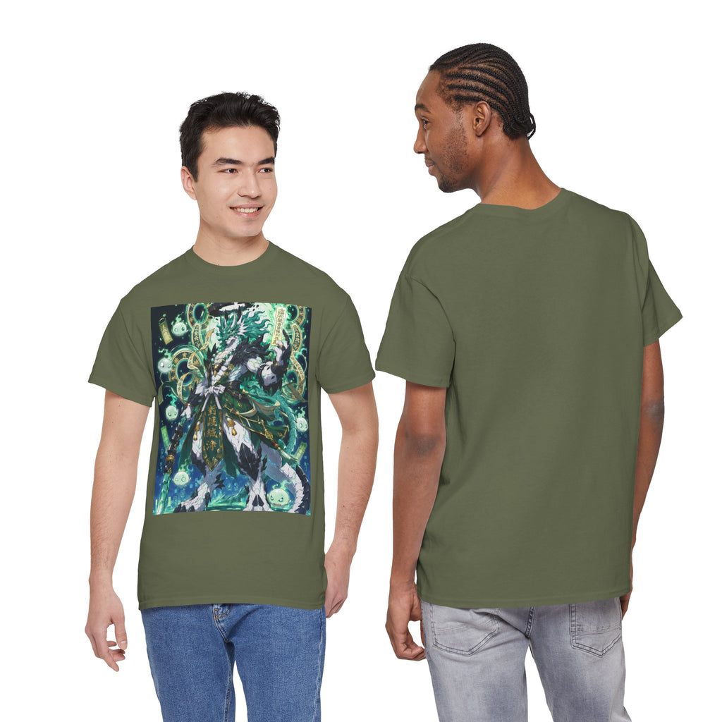 Mystic Forest Sorcerer T-Shirt | Fantasy Mage Illustration, Green Aura