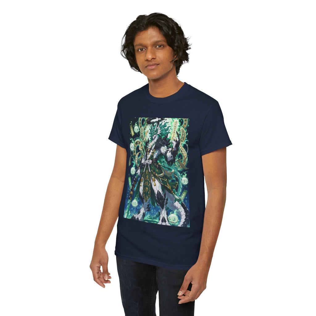 Mystic Forest Sorcerer T-Shirt | Fantasy Mage Illustration, Green Aura
