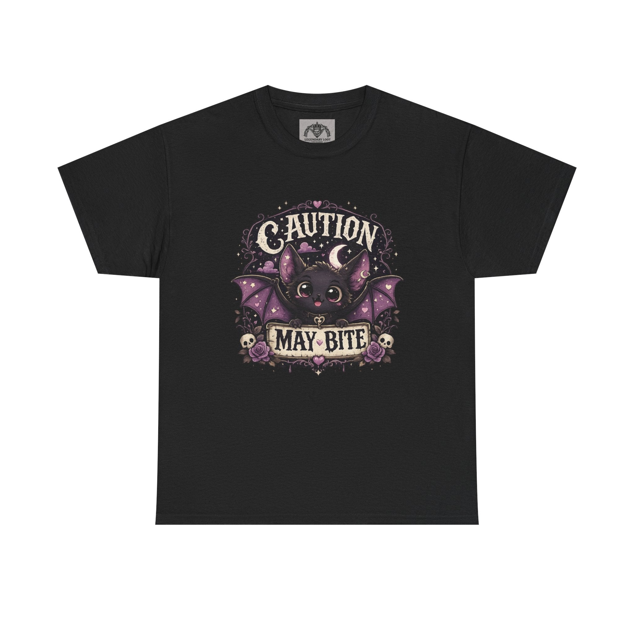Caution May Bite Bat T-Shirt — Cute Gothic Halloween Tee