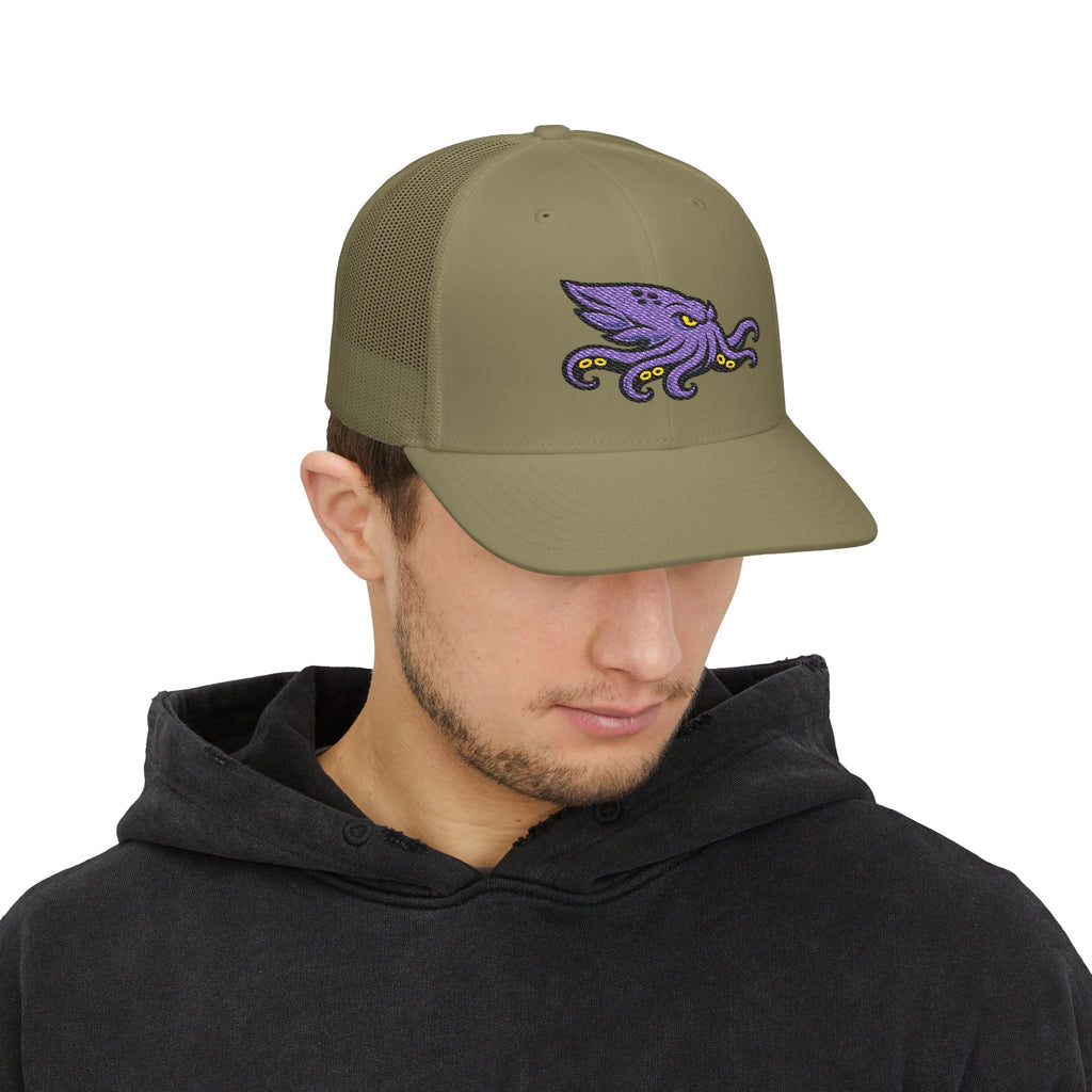 Purple Kraken Embroidered Snapback Trucker Cap | Nautical Sea Creature /Kraken