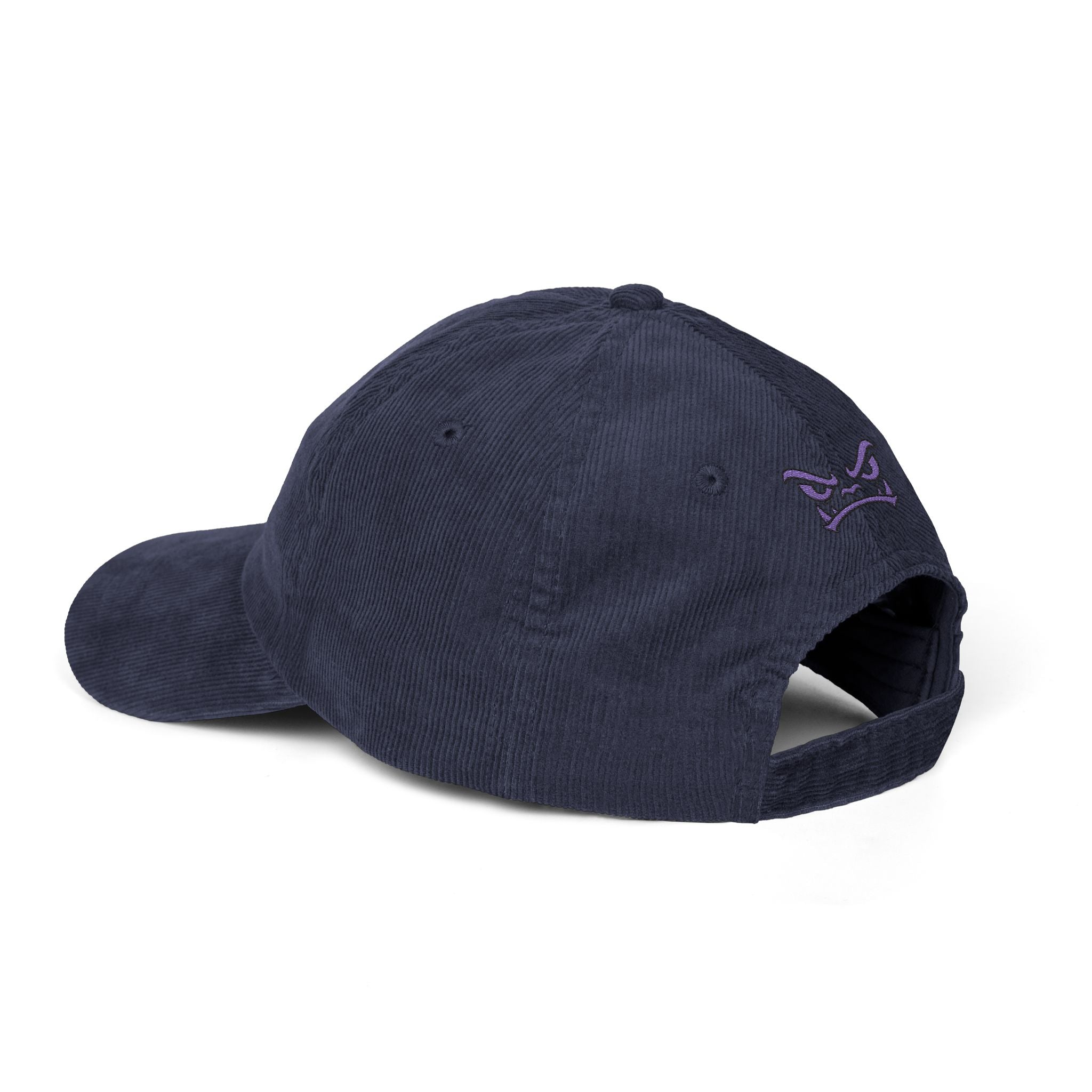 Vintage Corduroy Baseball Cap — Embroidered Purple Dino Skull