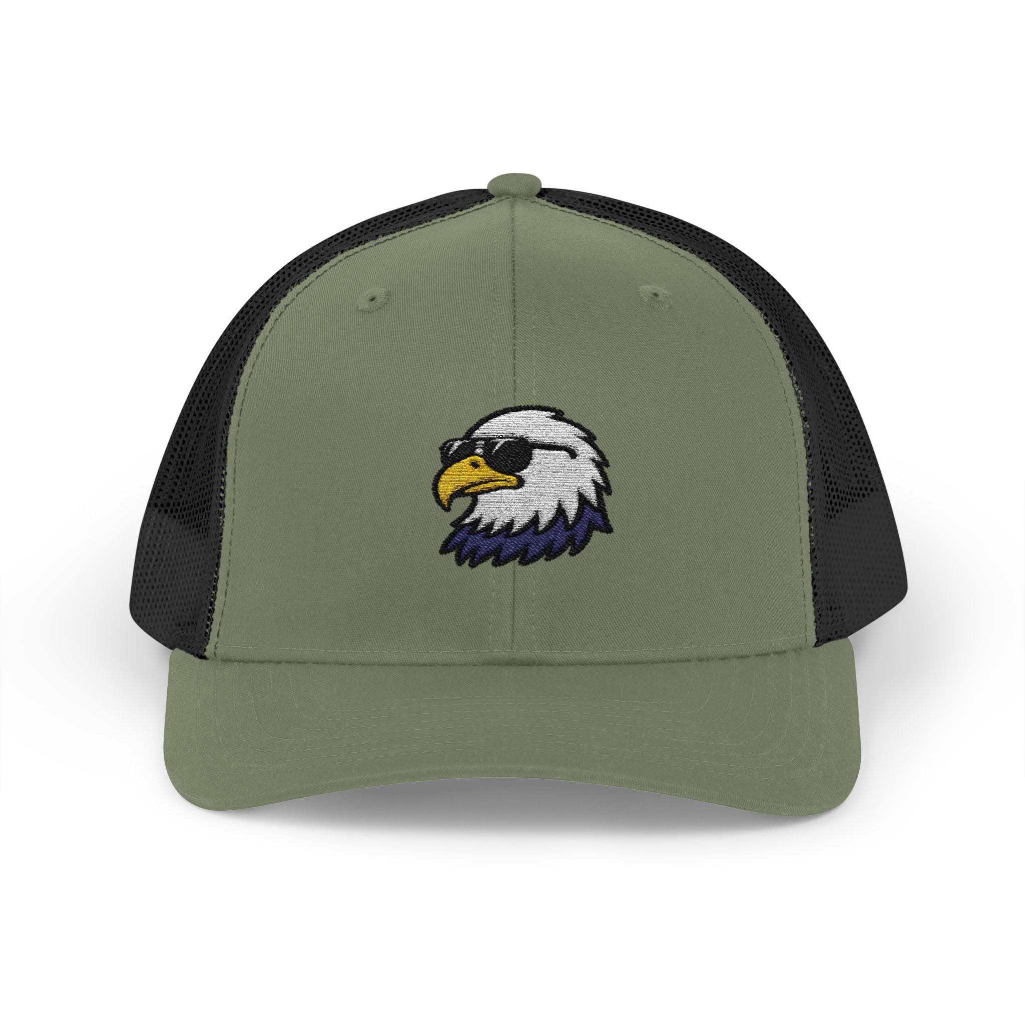 Eagle Head Embroidered Snapback Trucker Cap — Patriotic Mesh Baseball Hat