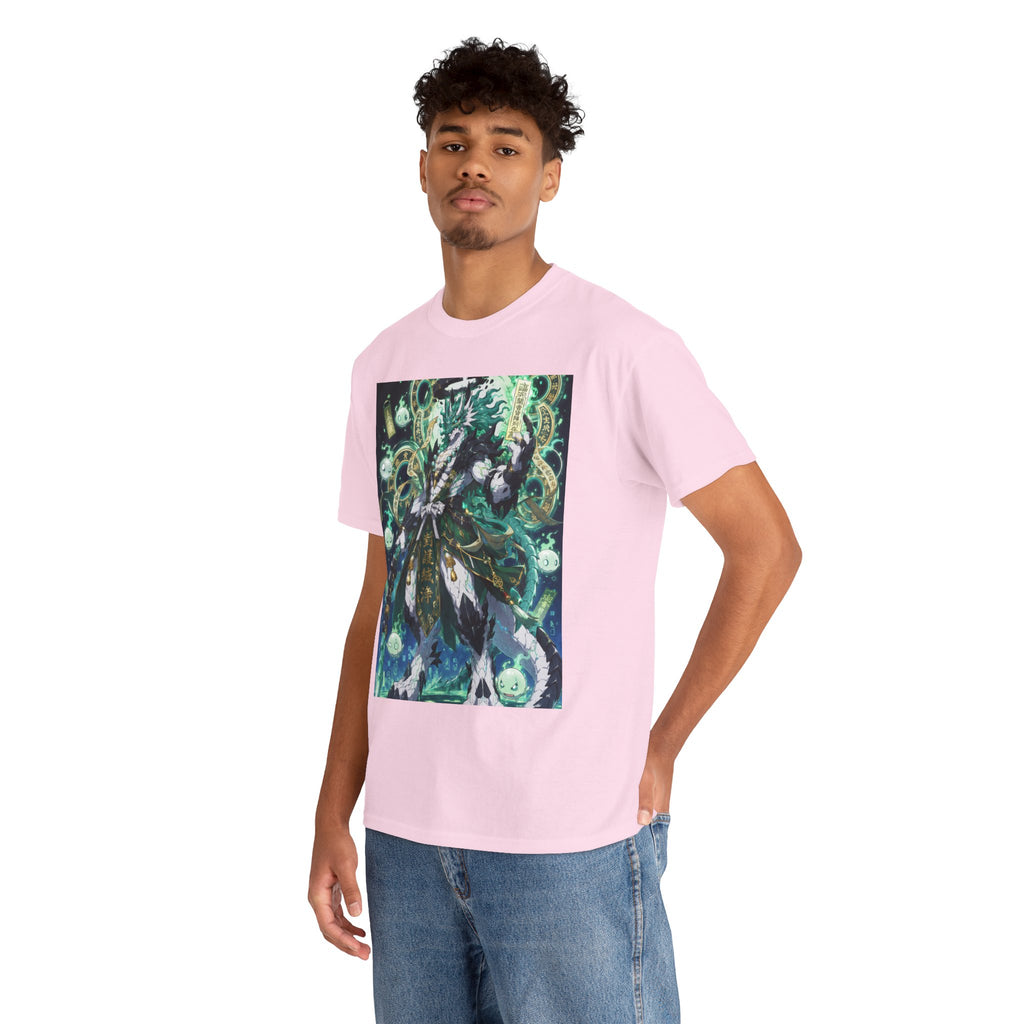Mystic Forest Sorcerer T-Shirt | Fantasy Mage Illustration, Green Aura