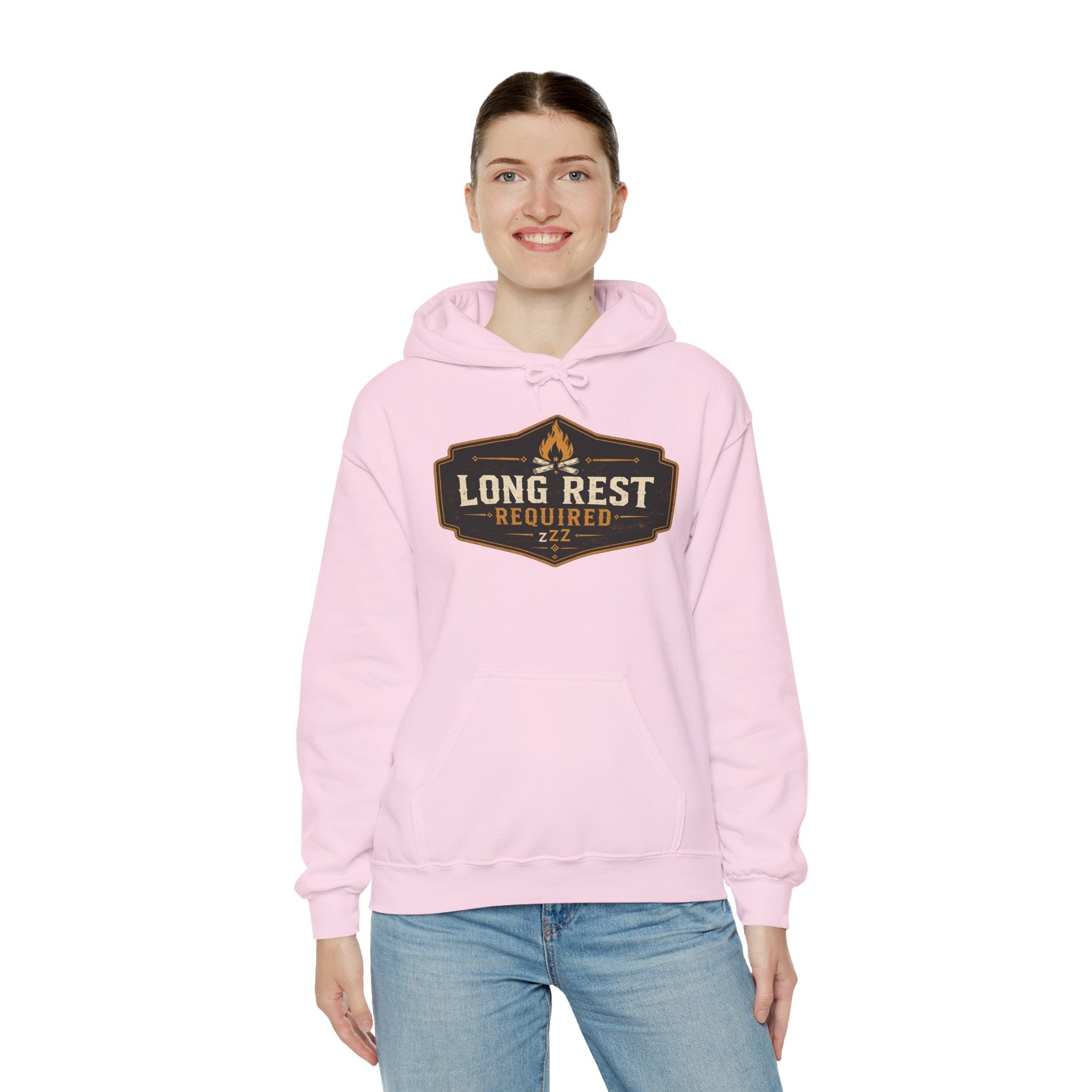 Long Rest Required Hoodie — Camping Campfire Graphic Pullover