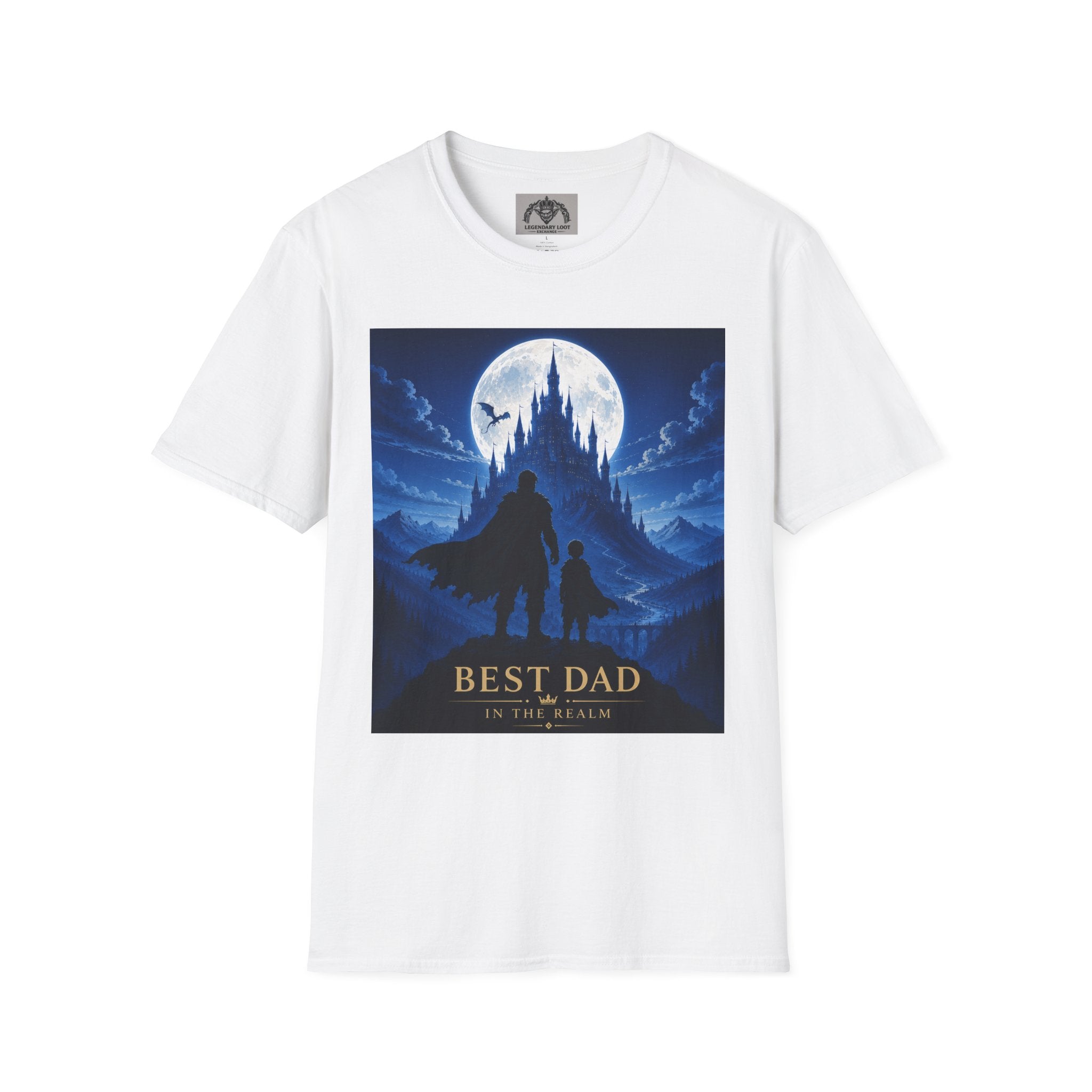 Best Dad Fantasy Castle T-Shirt | Father and Child Silhouette, Moonlit Adventure