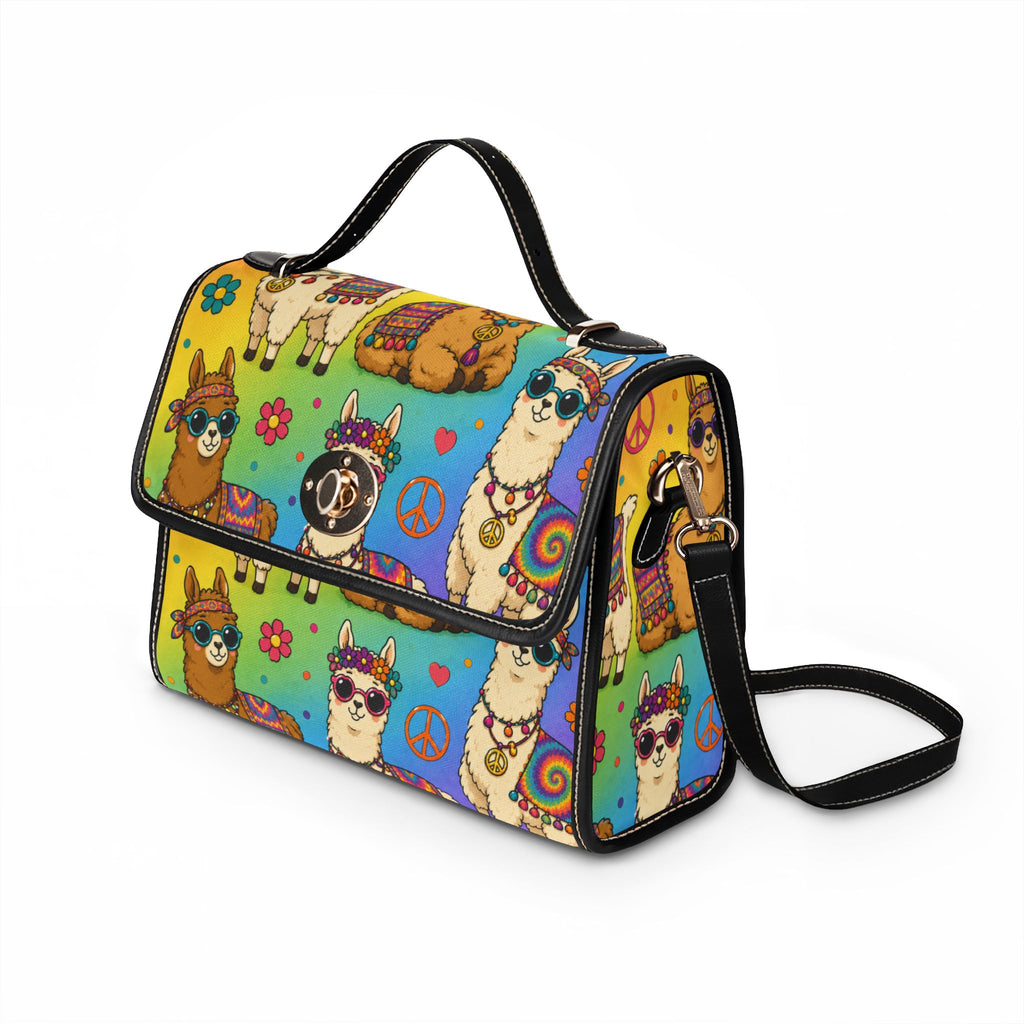 Colorful Psychedelic Llama Pattern Waterproof Canvas Bag