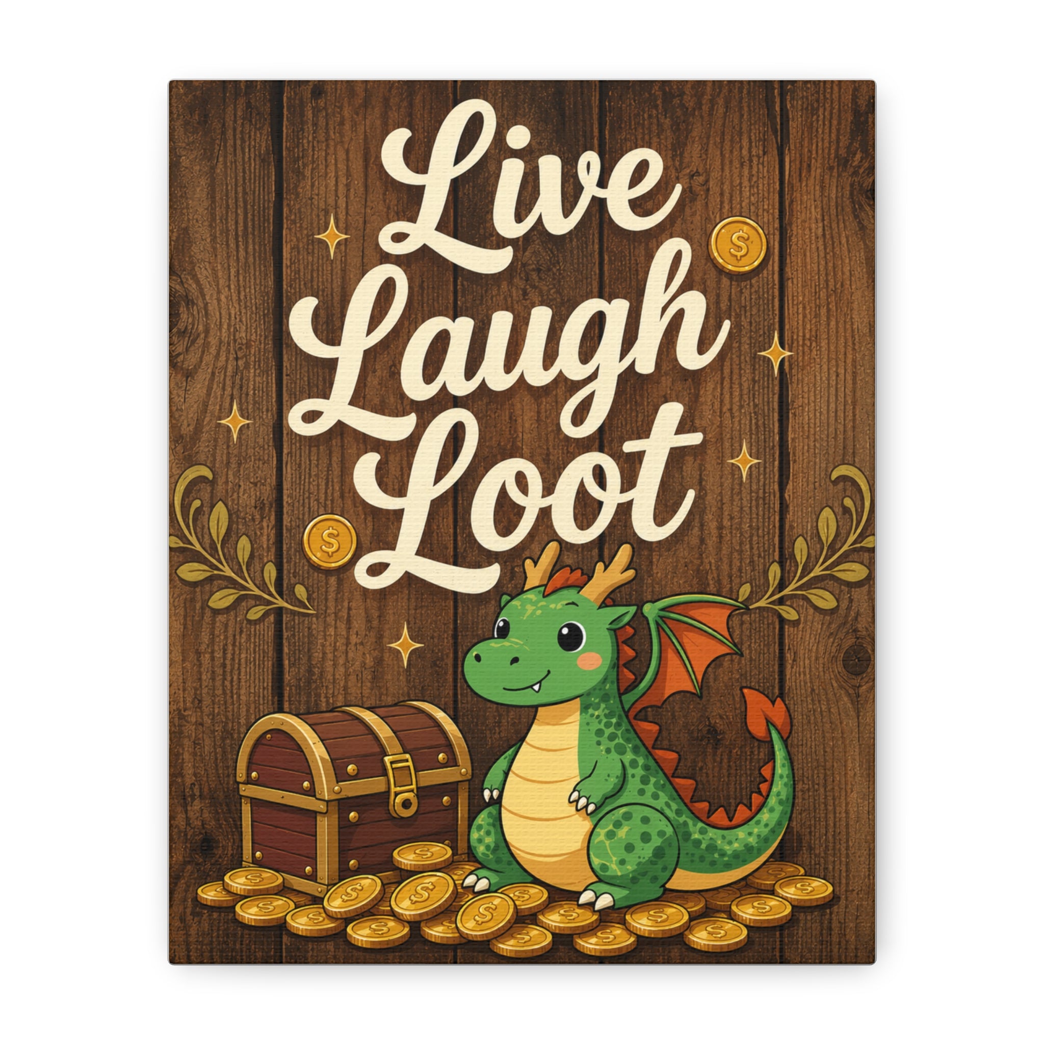 Live Laugh Loot Dragon Canvas