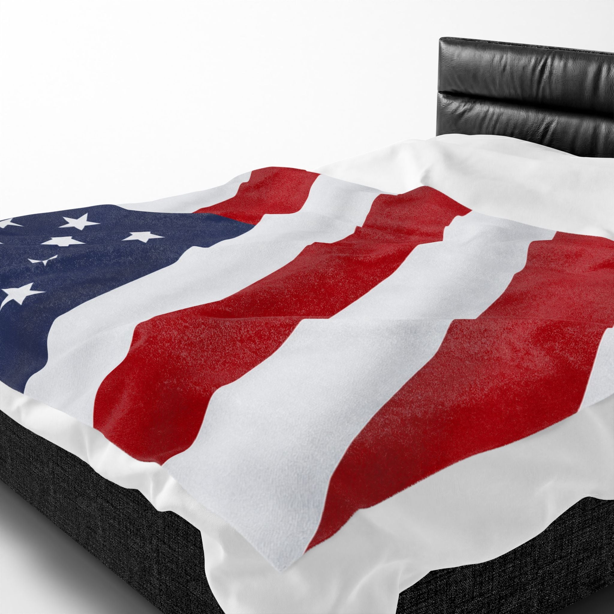 American Flag Velveteen Plush Blanket | USA Stars Stripes Throw