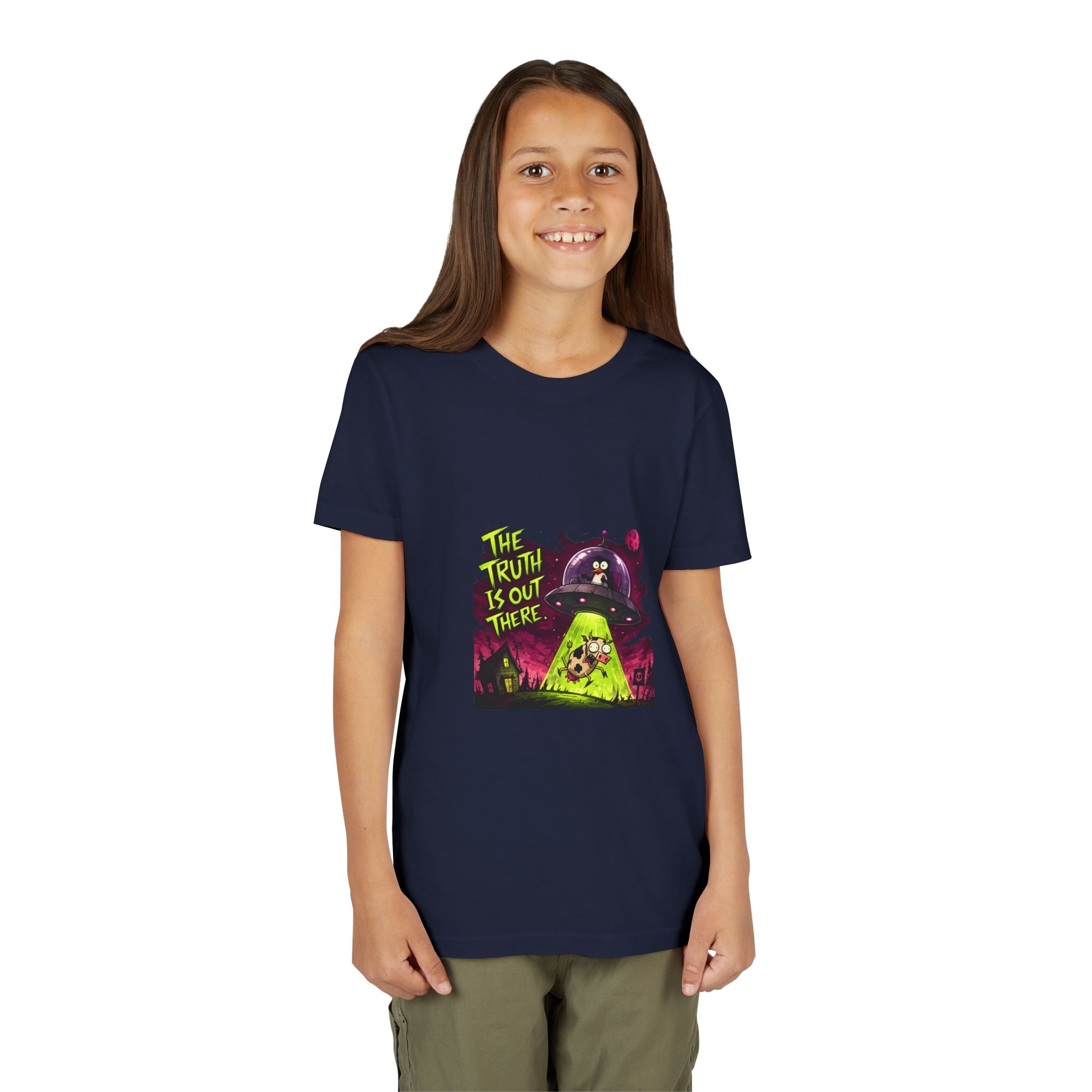 The Truth Is Out There Youth Tee | Alien UFO Graphic | Penguin | Cow