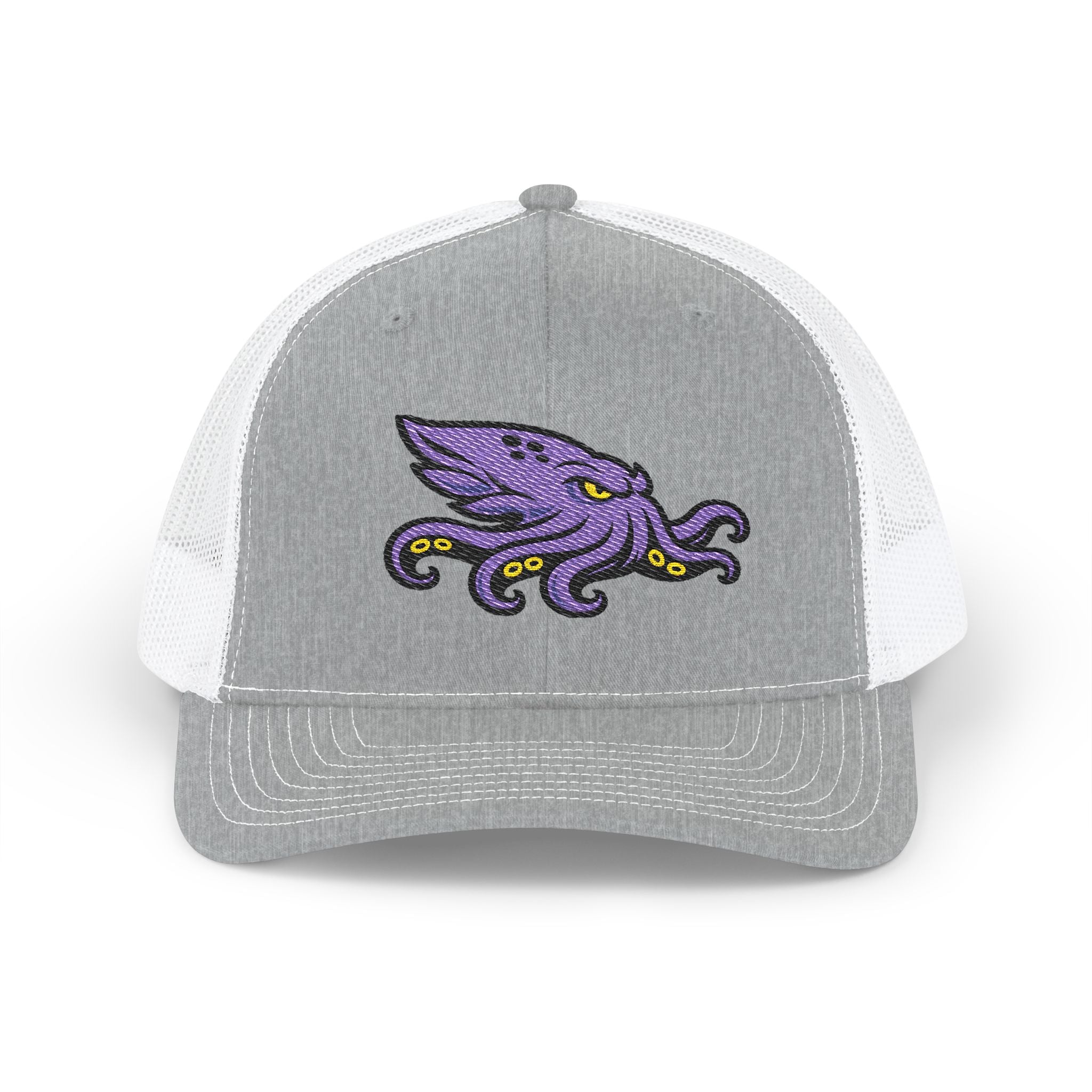 Purple Kraken Embroidered Snapback Trucker Cap | Nautical Sea Creature /Kraken