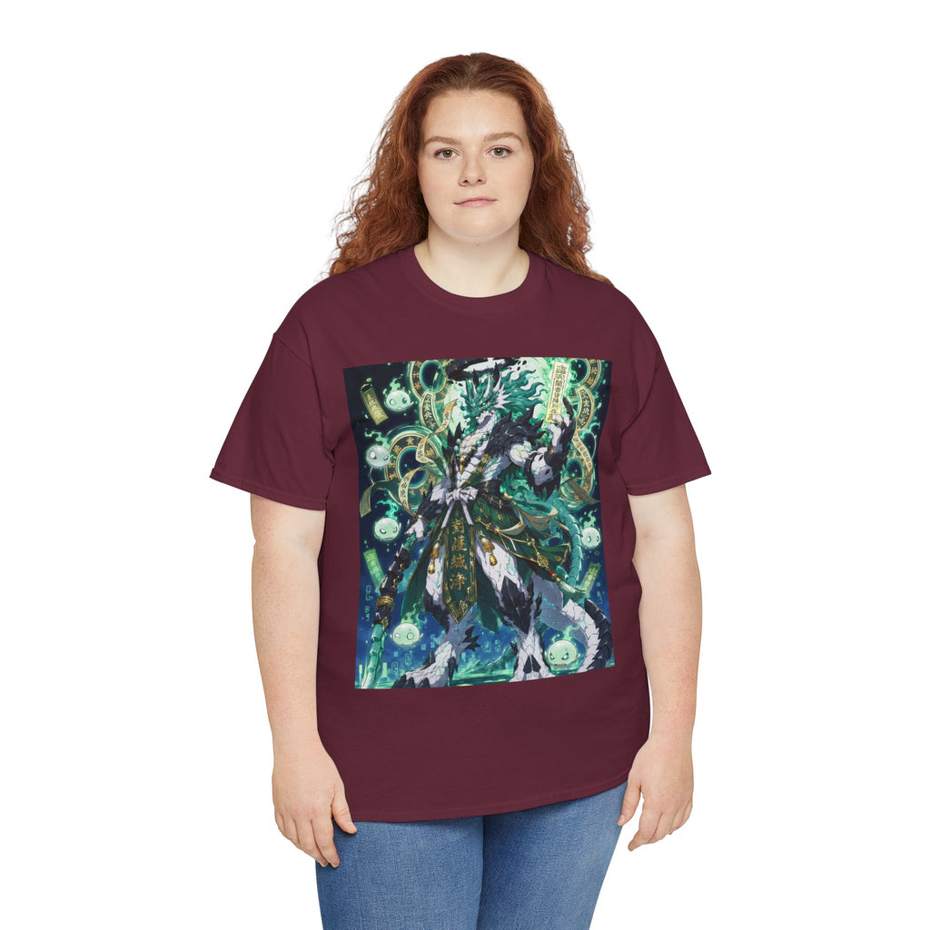Mystic Forest Sorcerer T-Shirt | Fantasy Mage Illustration, Green Aura