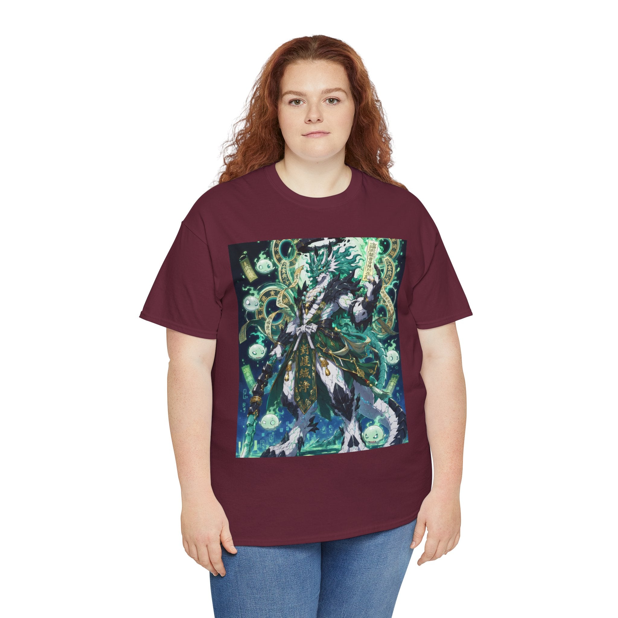 Mystic Forest Sorcerer T-Shirt | Fantasy Mage Illustration, Green Aura