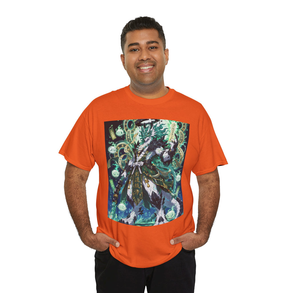 Mystic Forest Sorcerer T-Shirt | Fantasy Mage Illustration, Green Aura