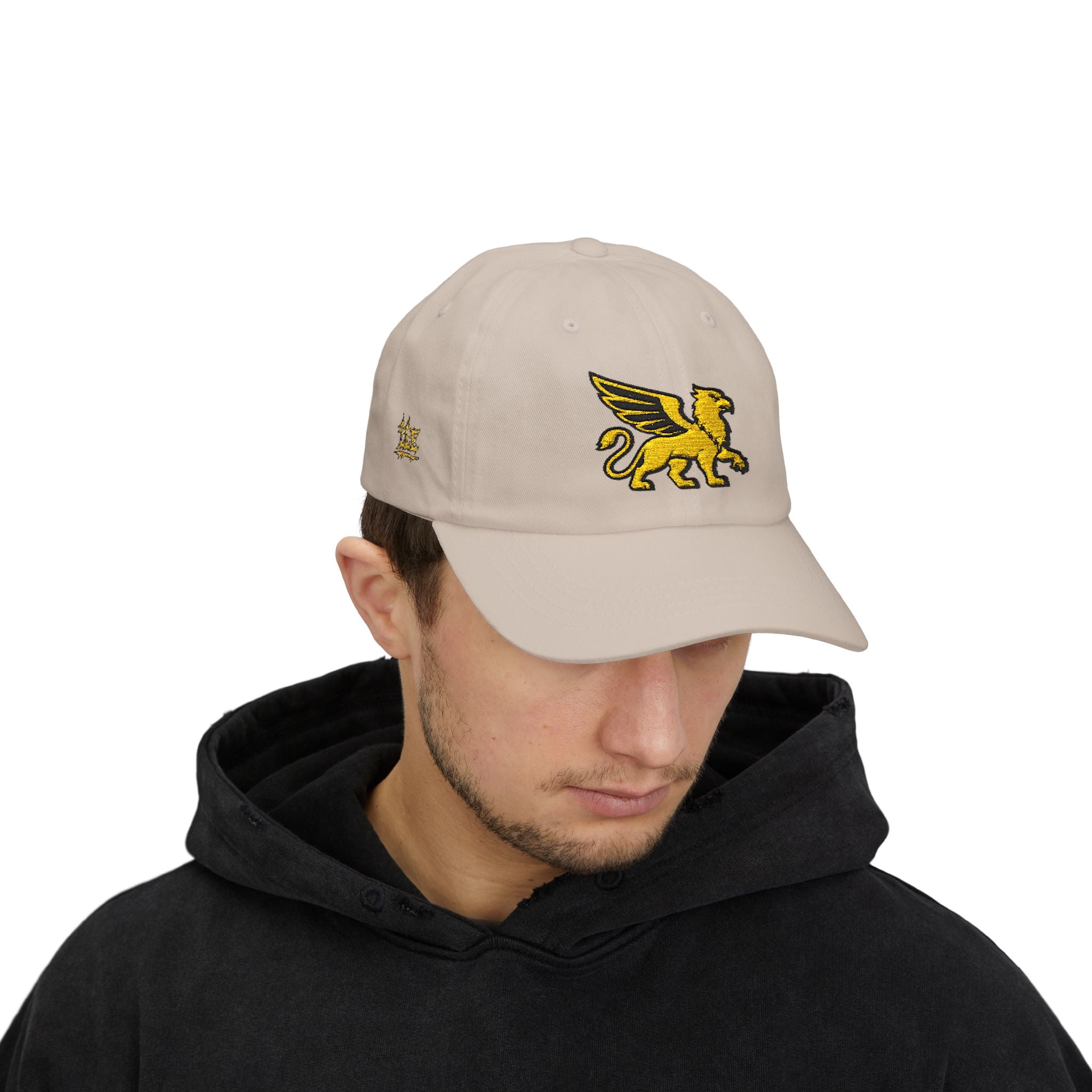 Golden Griffin Embroidered Cap | White Classic Dad Cap