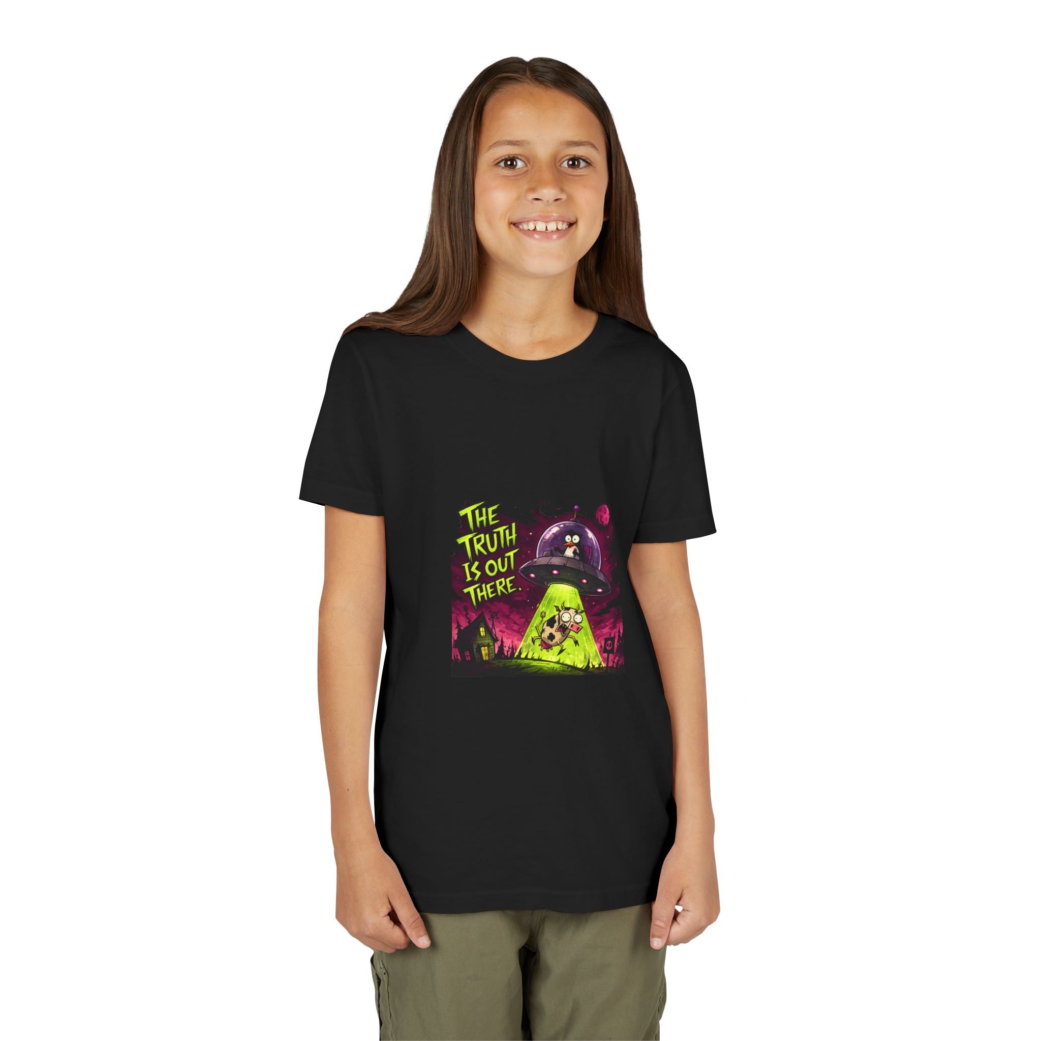 The Truth Is Out There Youth Tee | Alien UFO Graphic | Penguin | Cow