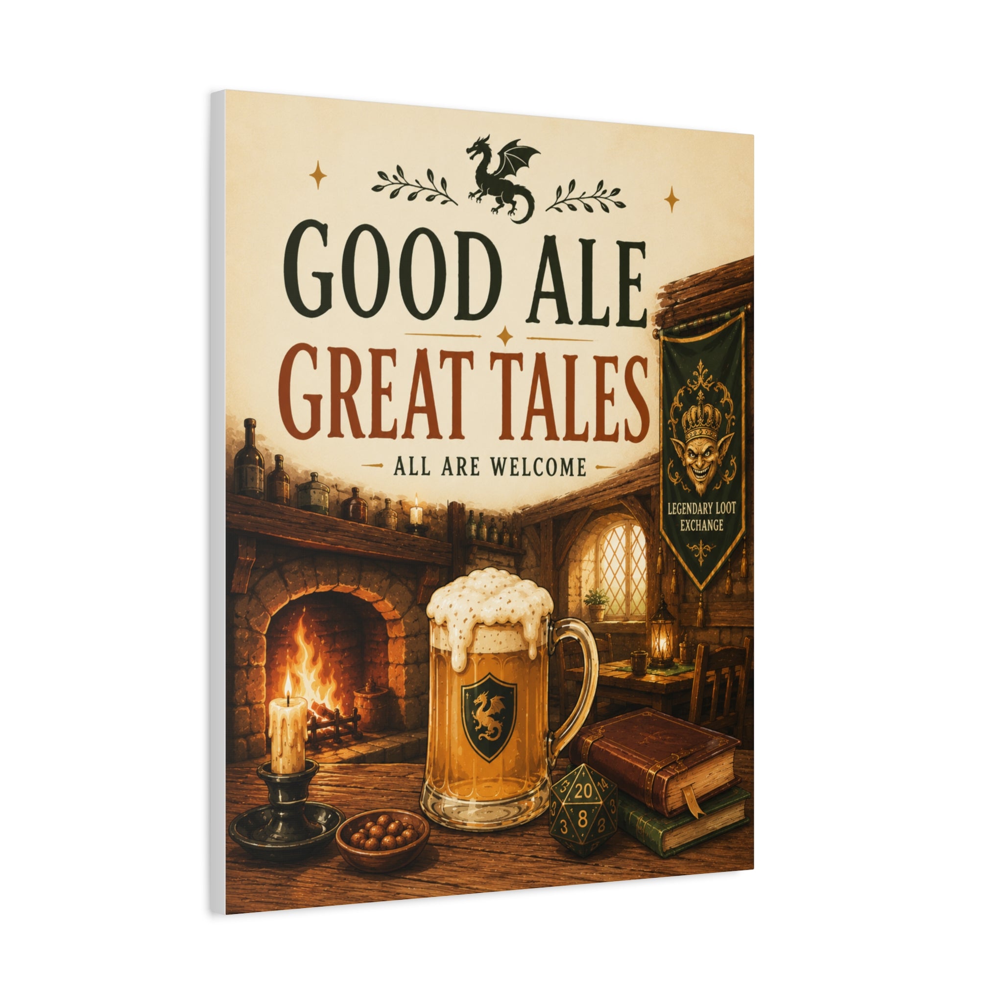 Good Ale Great Tales Canvas | Pub Fantasy Tavern Wall Art